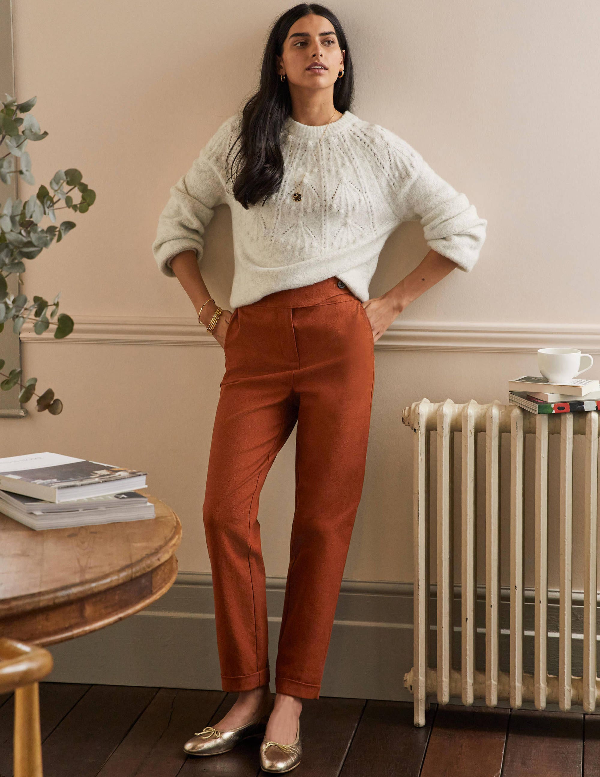 Tab Detail Trouser-Pecan Pie - Image 5