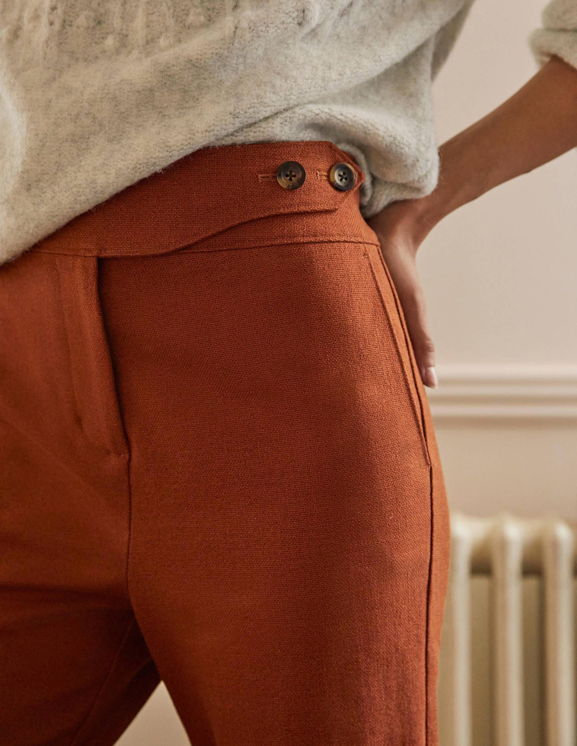 Tab Detail Trouser-Pecan Pie - Image 2