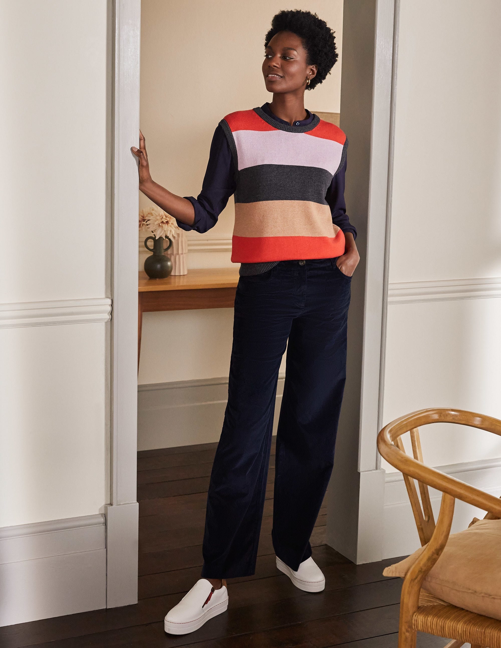 Alexia Cord Trousers-Navy - Image 4