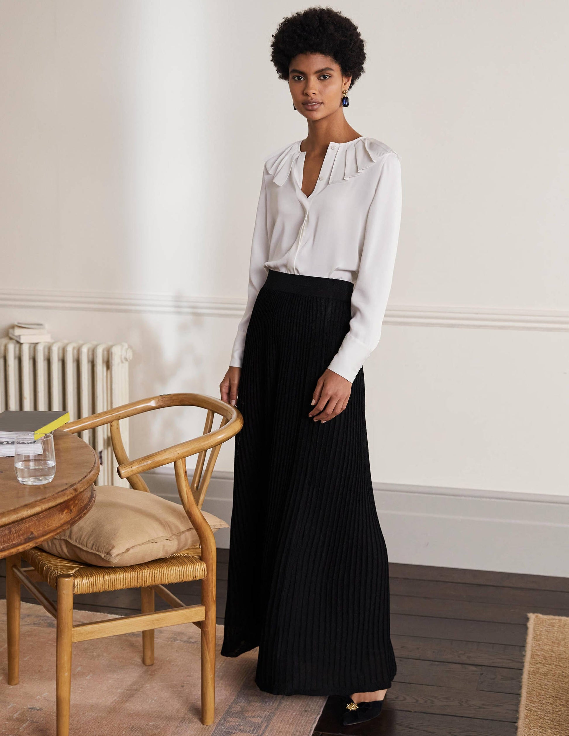 Knitted Party Skirt-Black Metallic-1