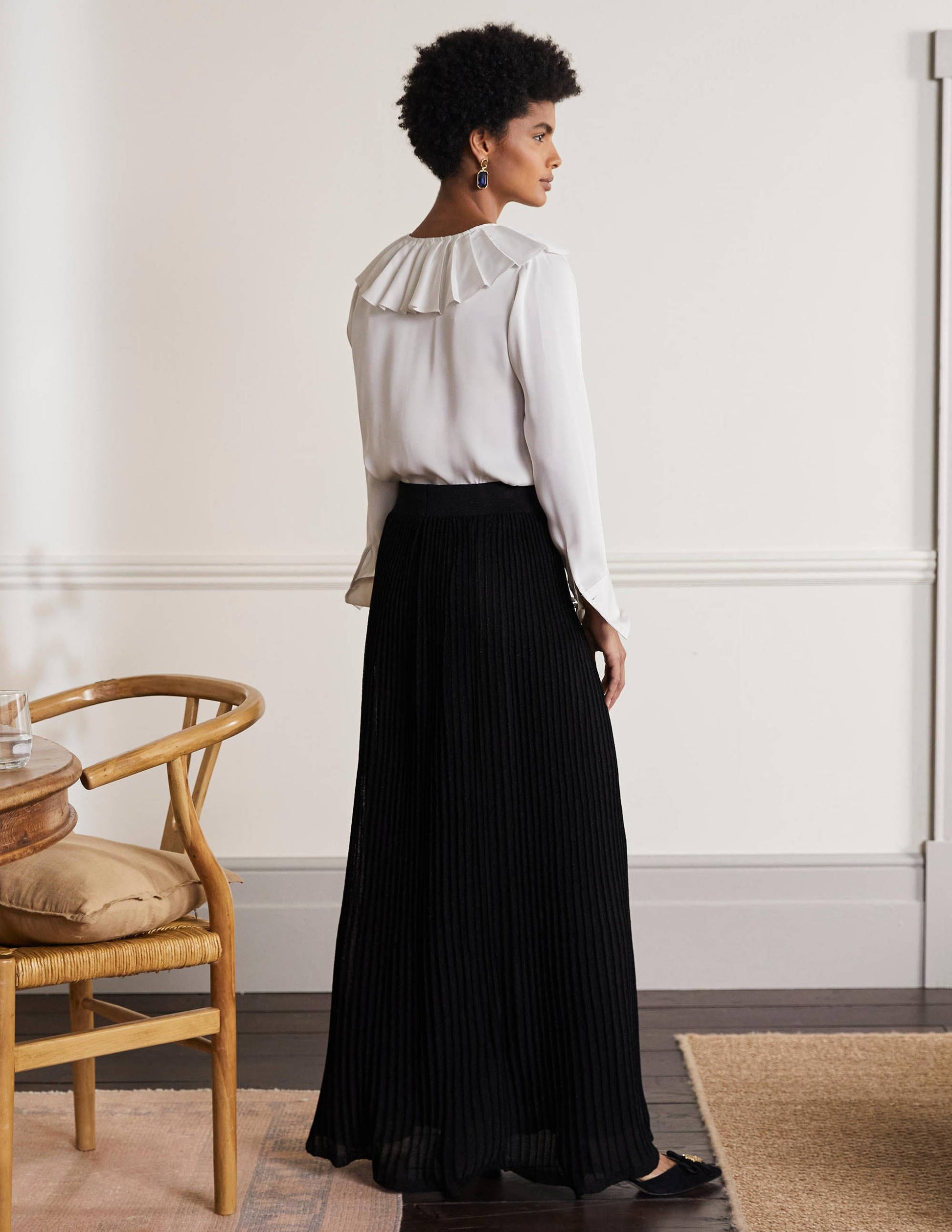 Knitted Party Skirt-Black Metallic-3
