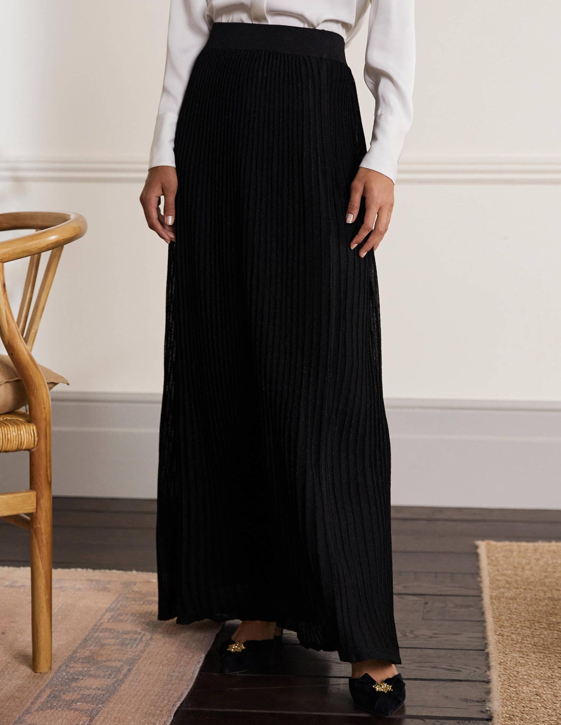 Knitted Party Skirt-Black Metallic-4
