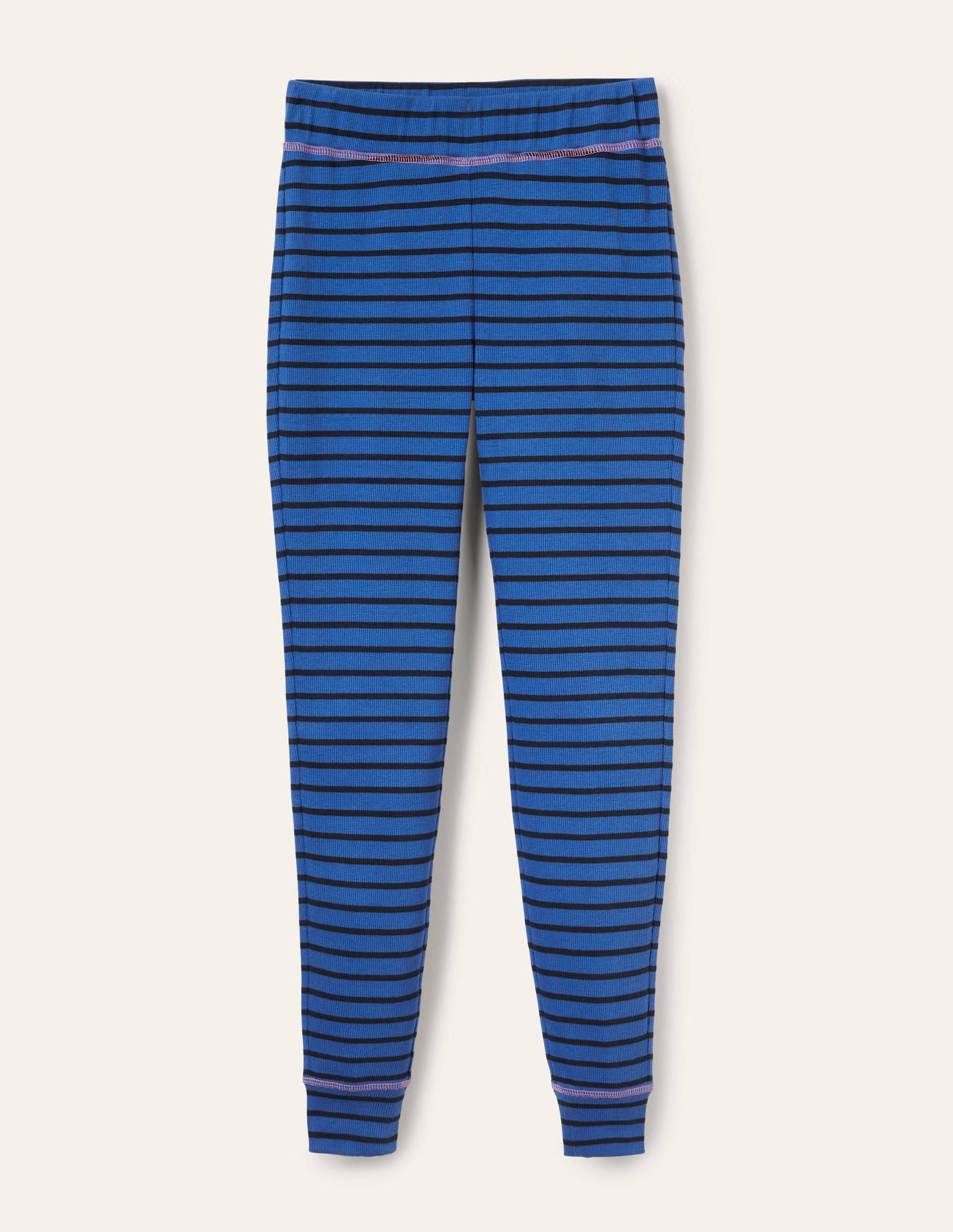 Ribbed Pyjama Leggings-Porcelain Blue and Navy Stripe-5