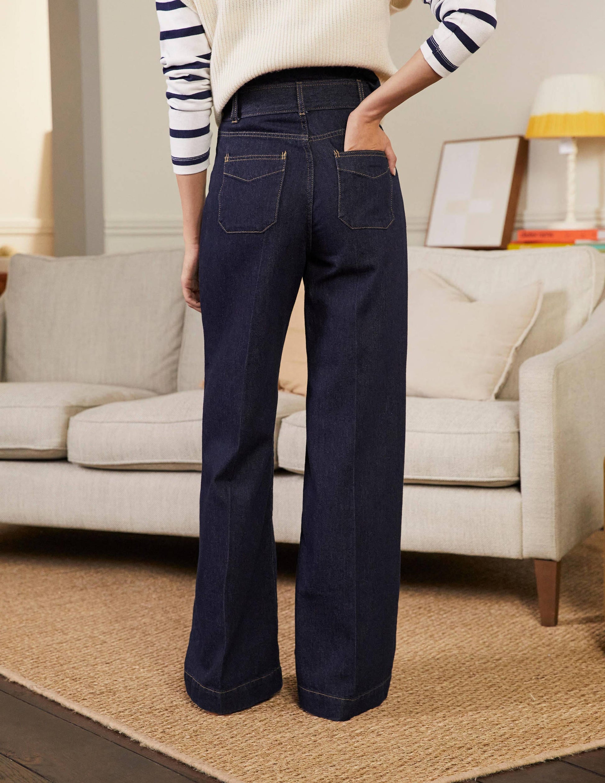 Paperbag Wide Leg Jeans-Indigo-2