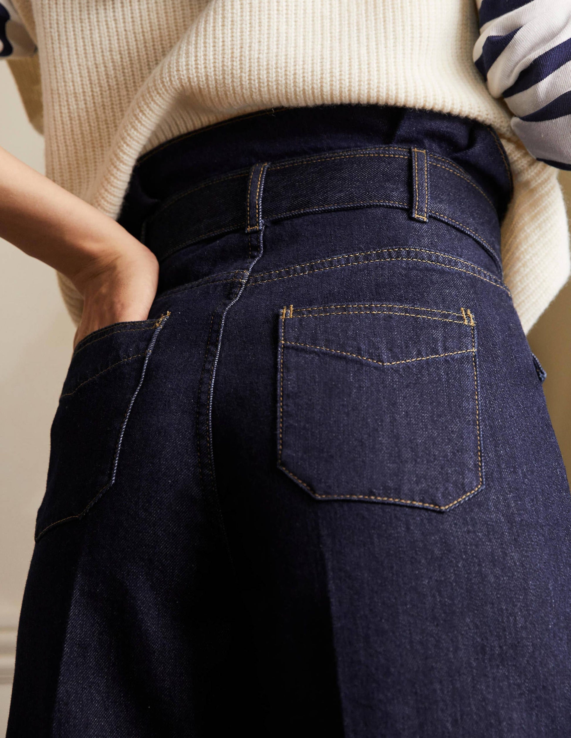 Paperbag Wide Leg Jeans-Indigo-4