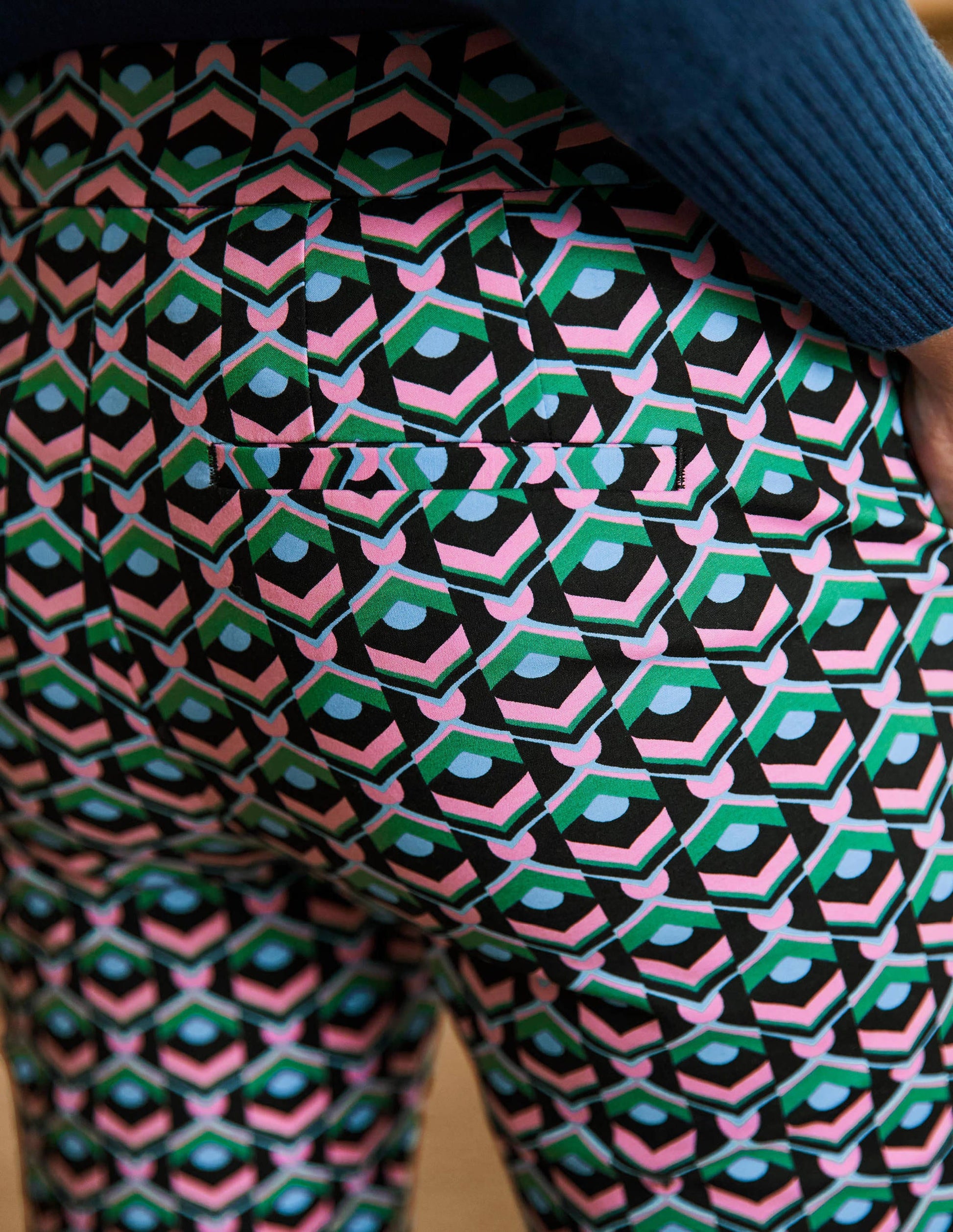 Richmond 7/8 Trouser-Black, Geometric Tile-1