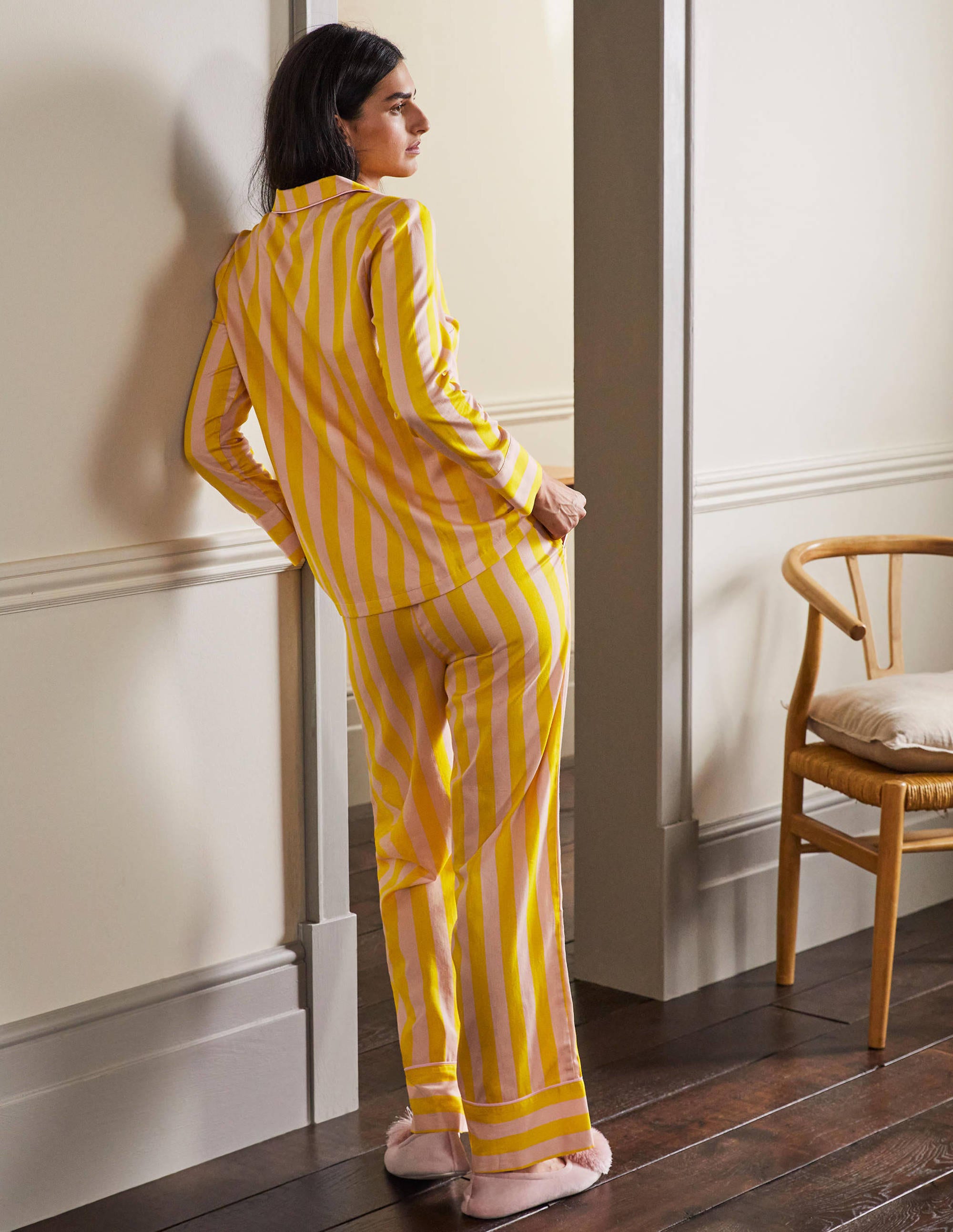 Long Sleeve Pyjama Shirt-Milkshake and Wasp Stripe - Image 2