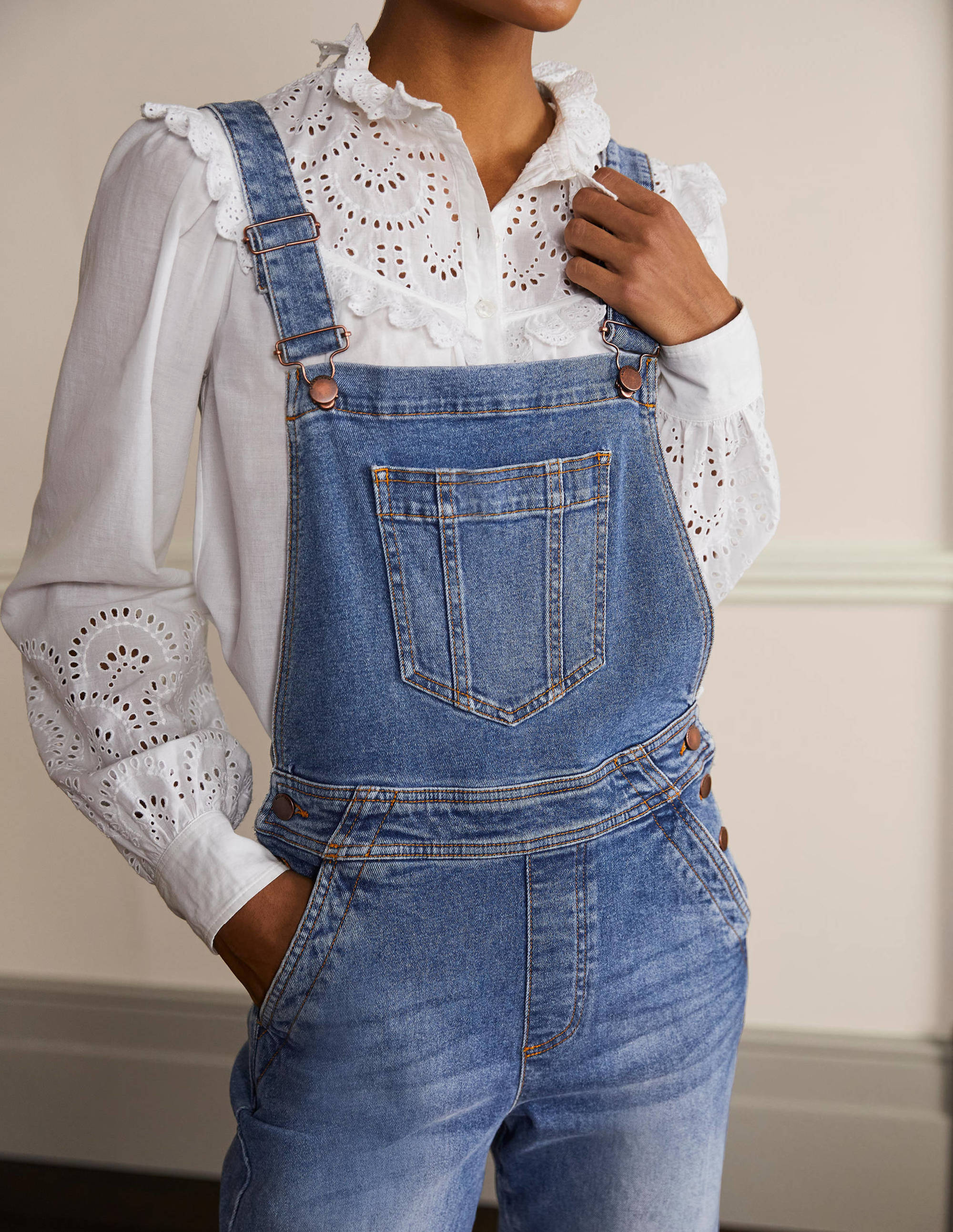 Girlfriend Dungarees-Mid Vintage - Image 4