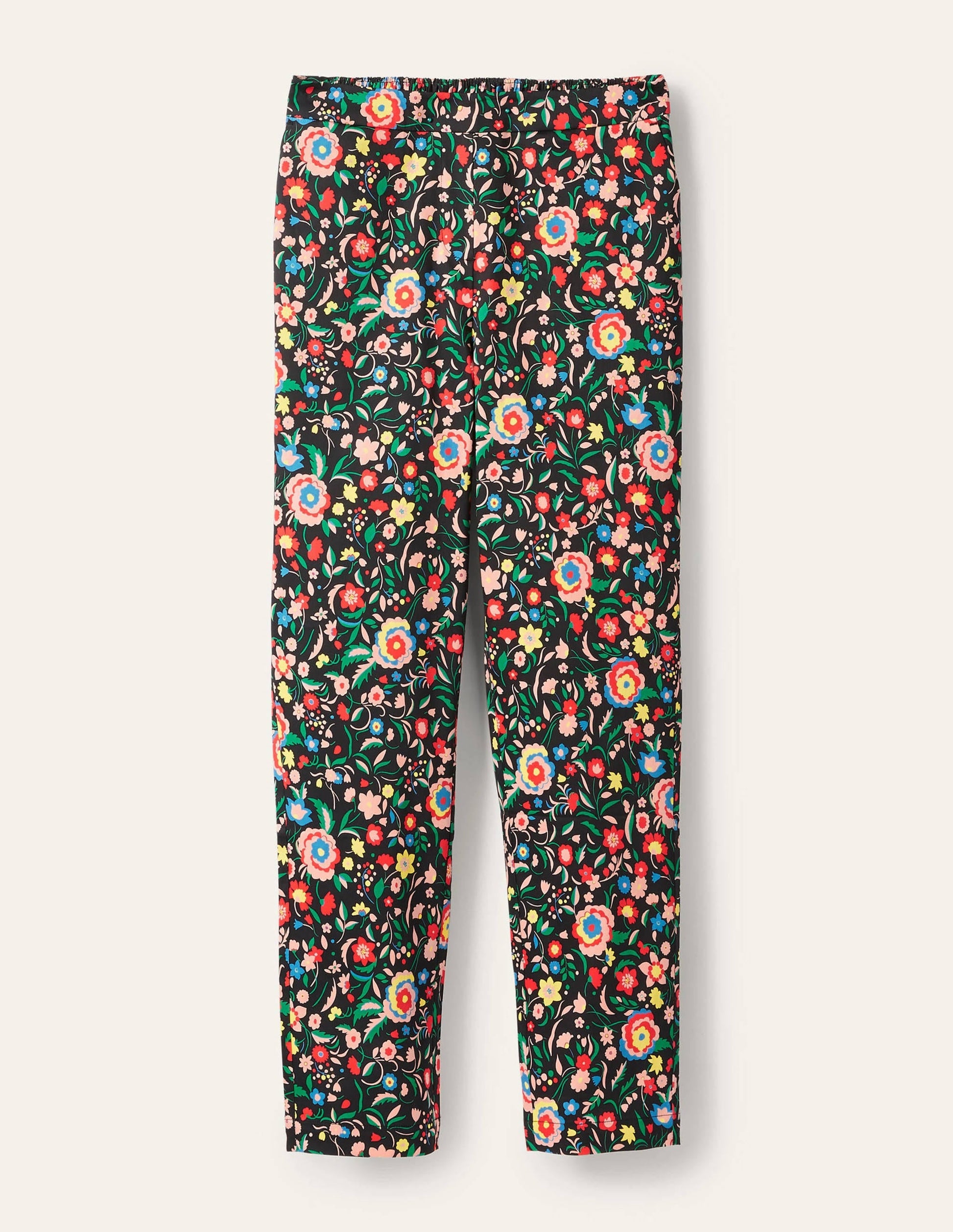 Pull On Trousers-Black, Rainbow Floral Large-6