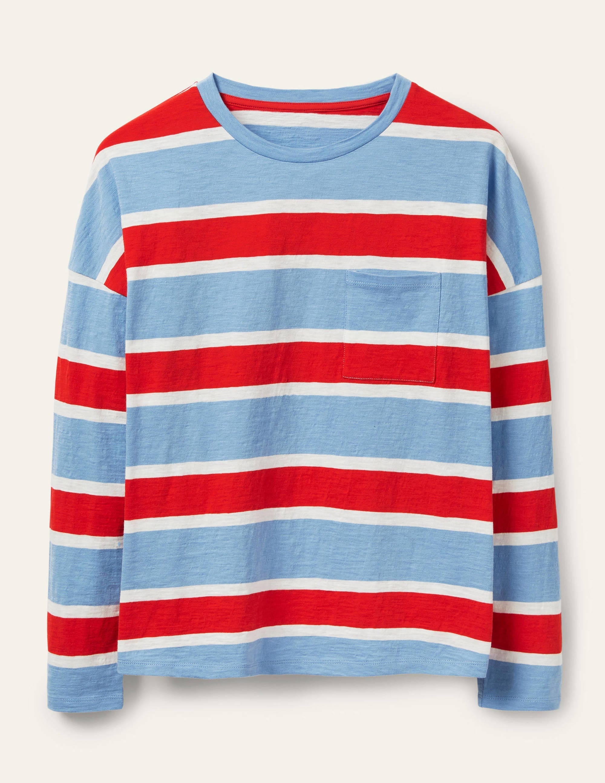 Boxy Jersey Tee-Frosted Blue/ Red Stripe - Image 5