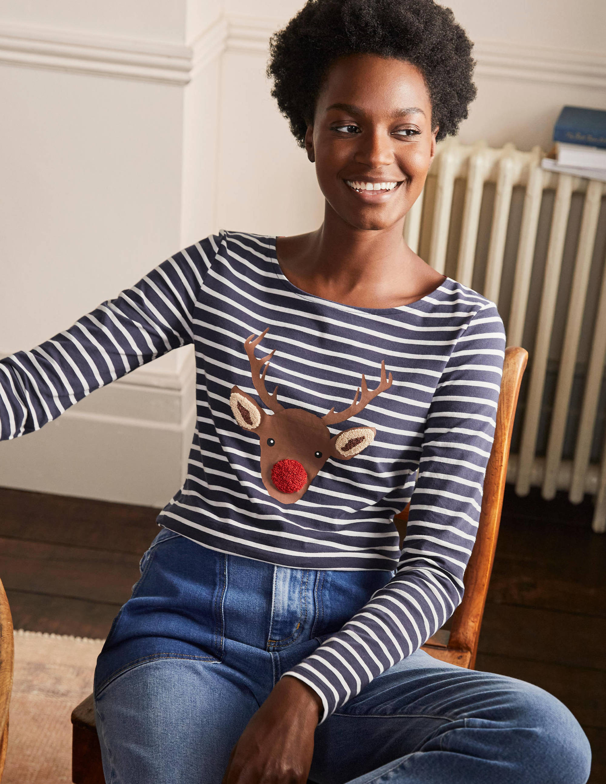 Statement Breton-Navy/ Ivory Reindeer Placement - Image 4