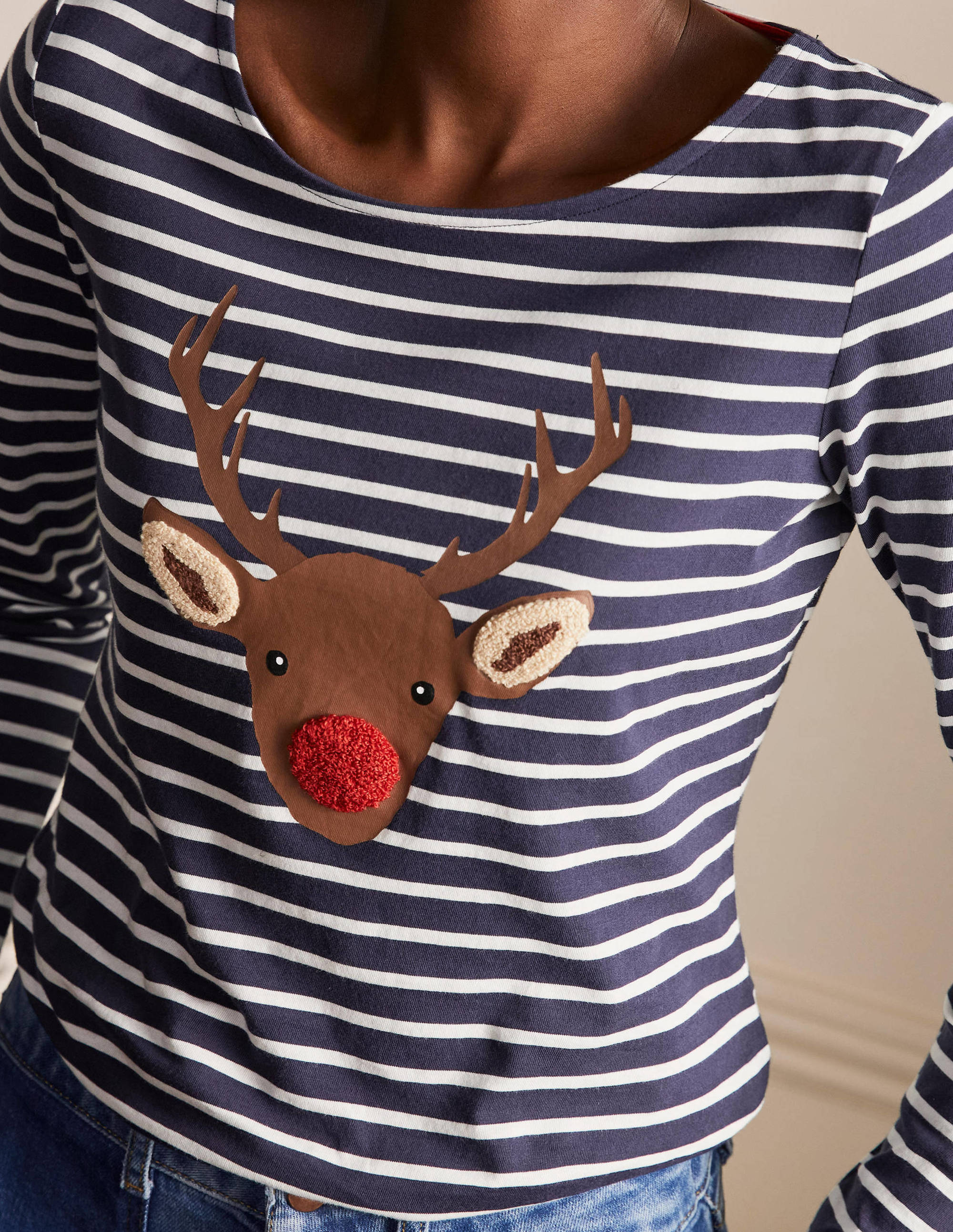 Statement Breton-Navy/ Ivory Reindeer Placement - Image 1