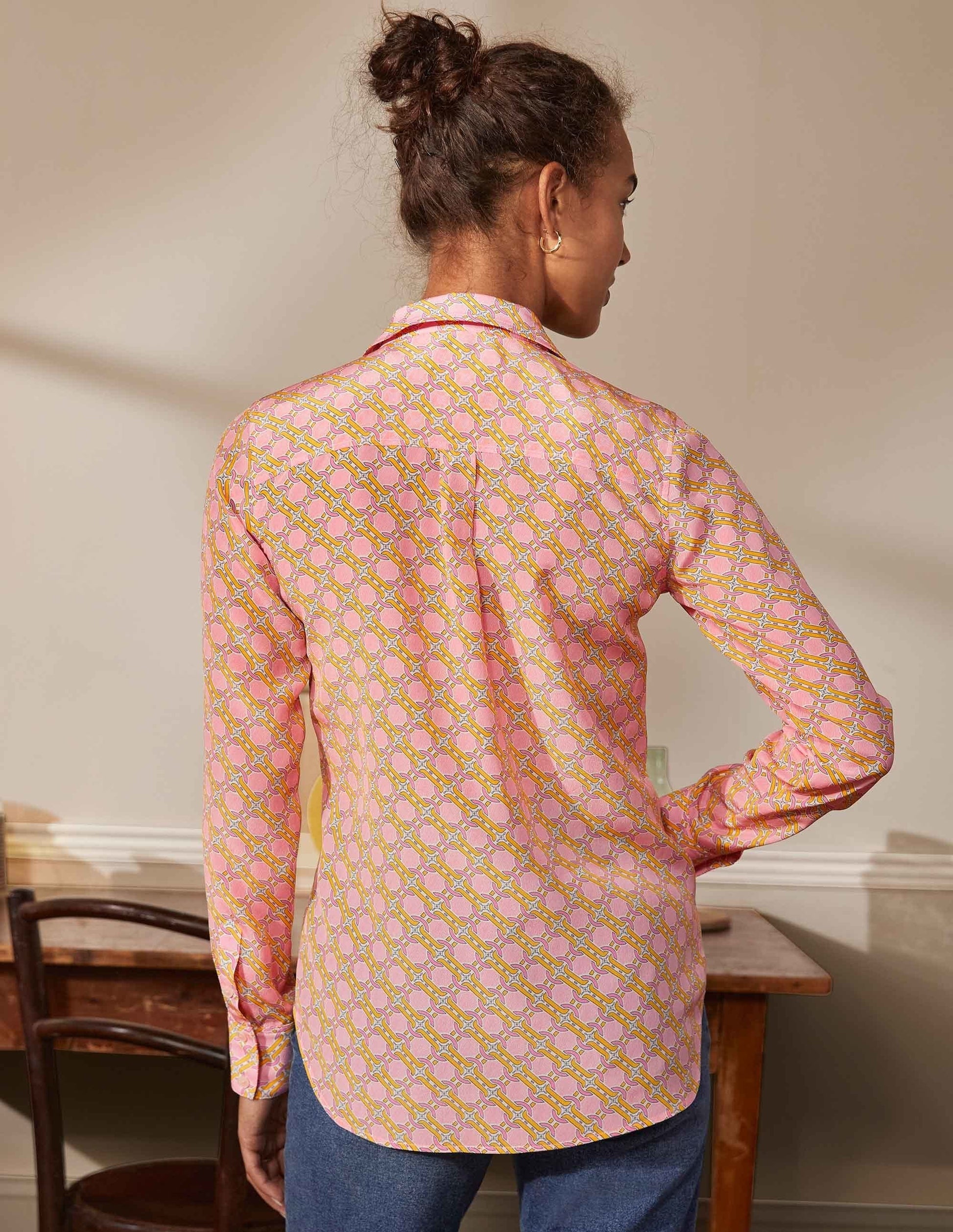 Silk Shirt-Dusk Cloud Pink, Chain Geo-2