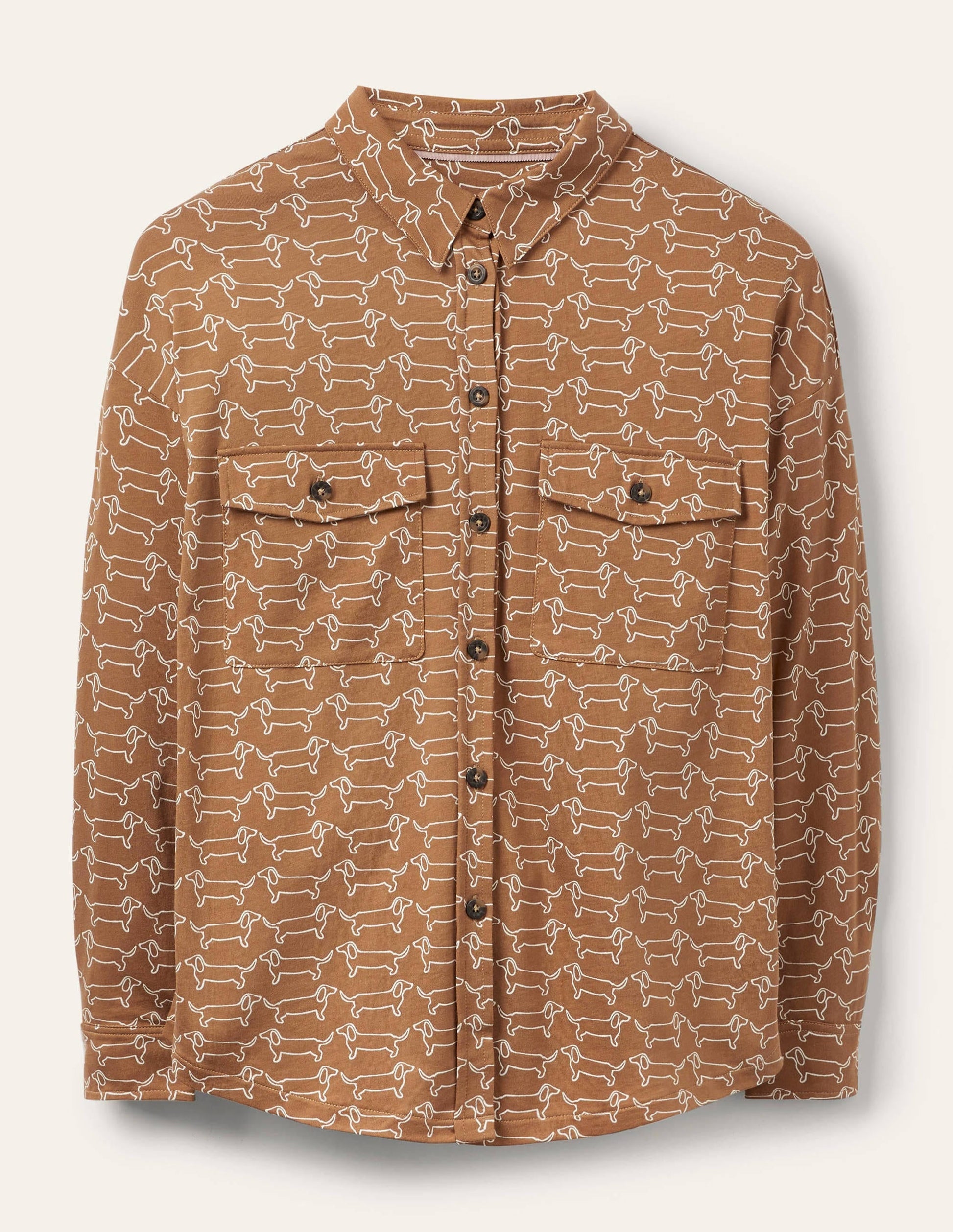 Relaxed Jersey Shirt-Camel/ Ivory Dachshund-6