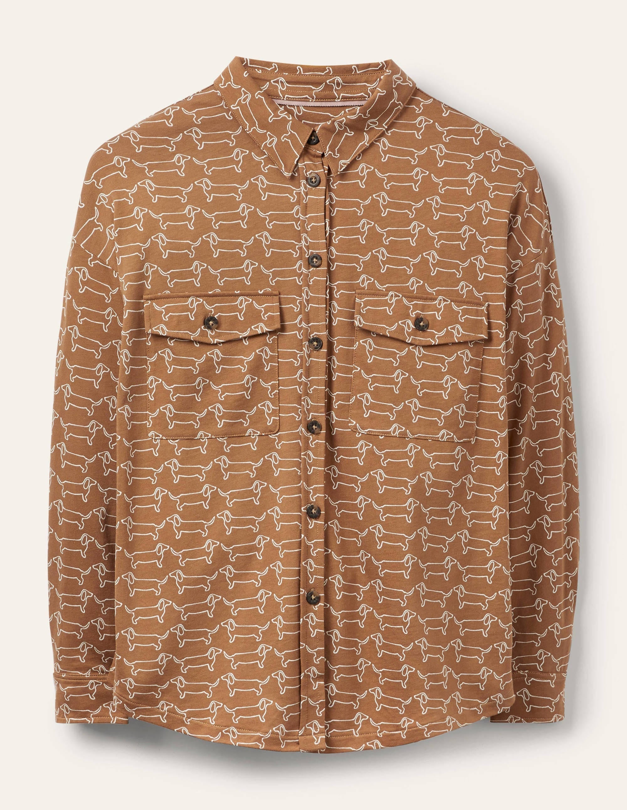 Relaxed Jersey Shirt-Camel/ Ivory Dachshund - Image 6