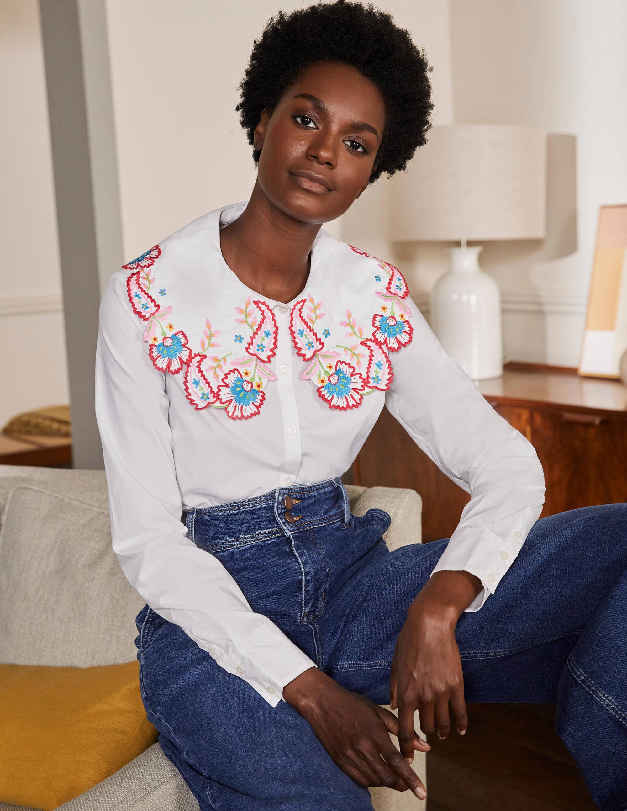 Antonia Embroidered Shirt-White - Image 5