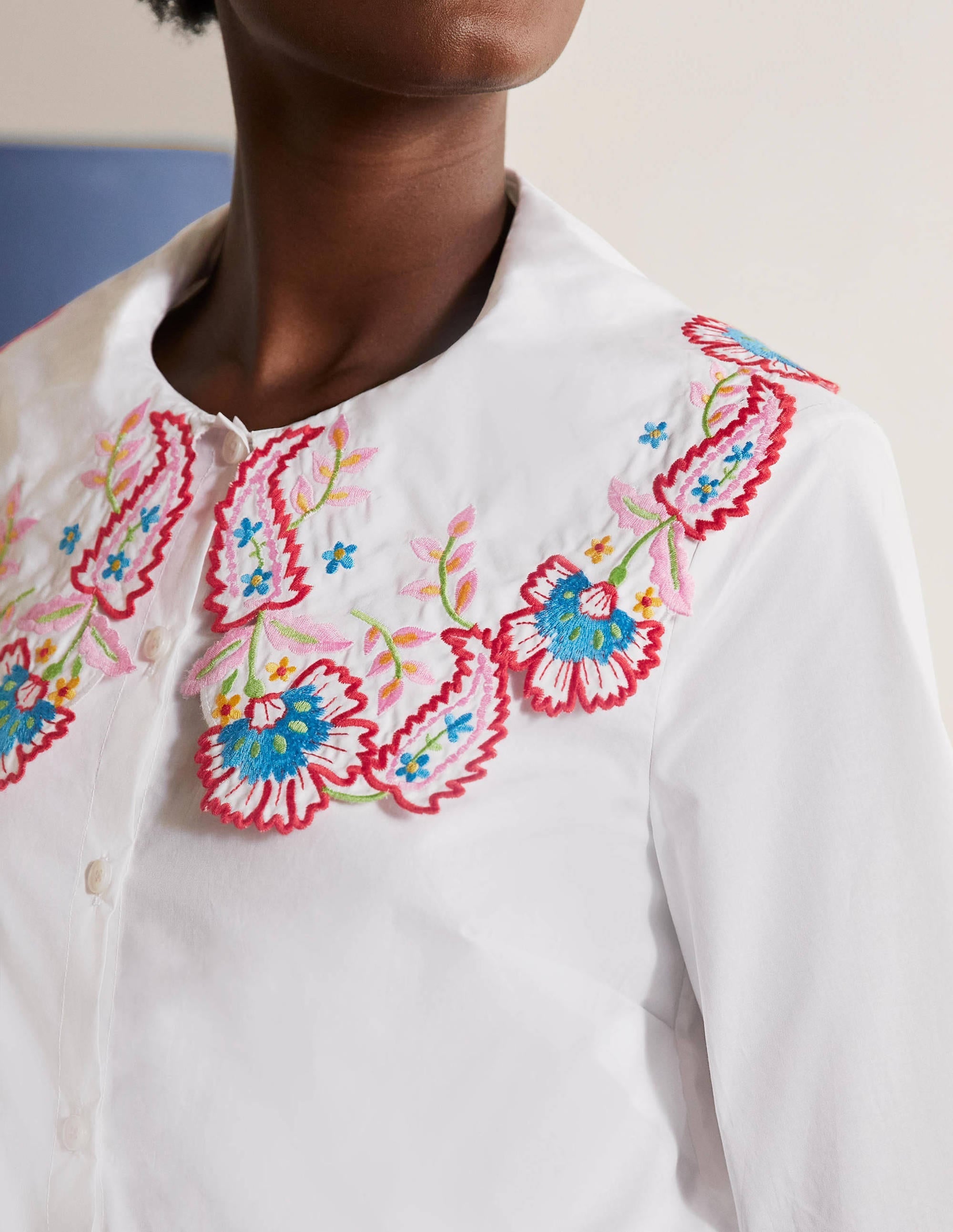 Antonia Embroidered Shirt-White - Image 1