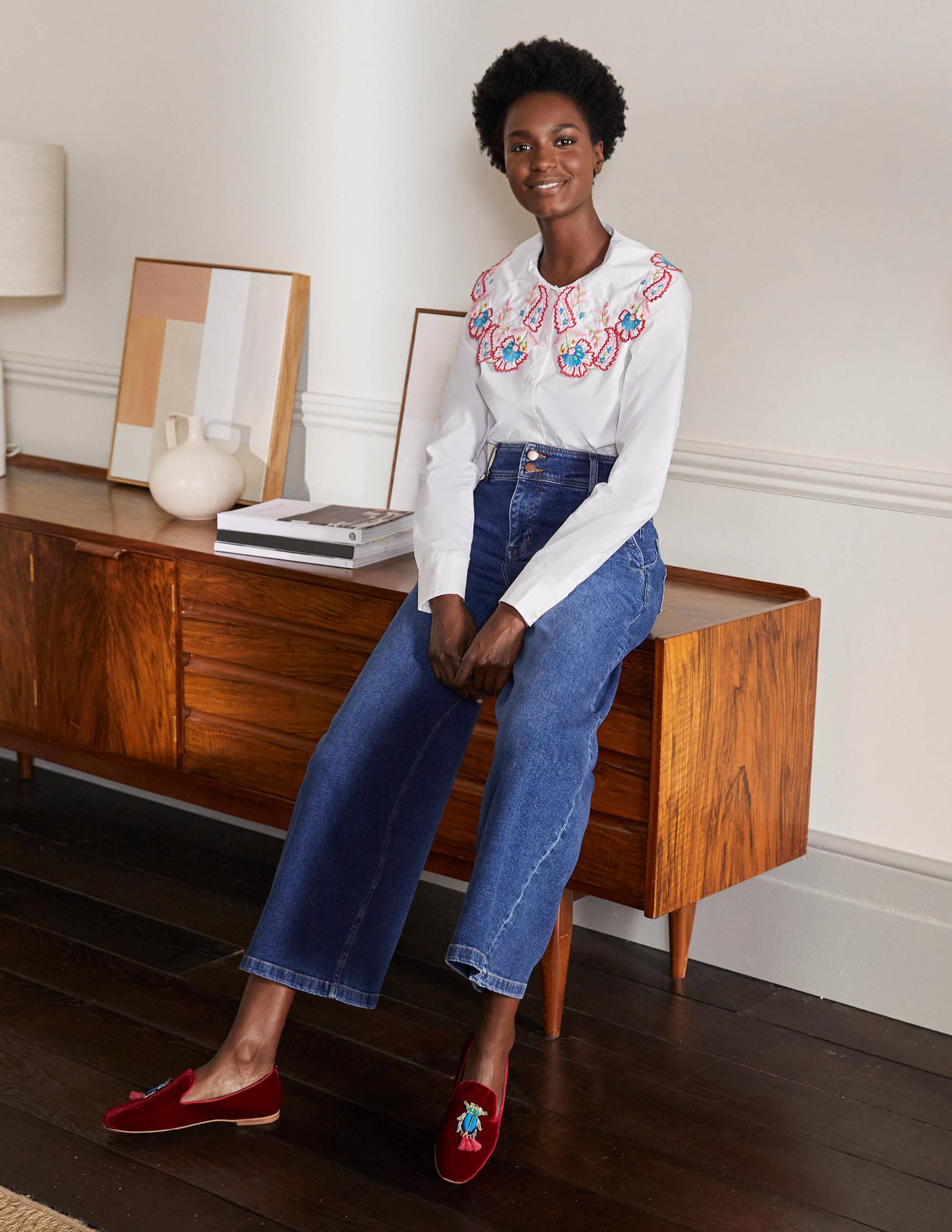 Antonia Embroidered Shirt-White - Image 3