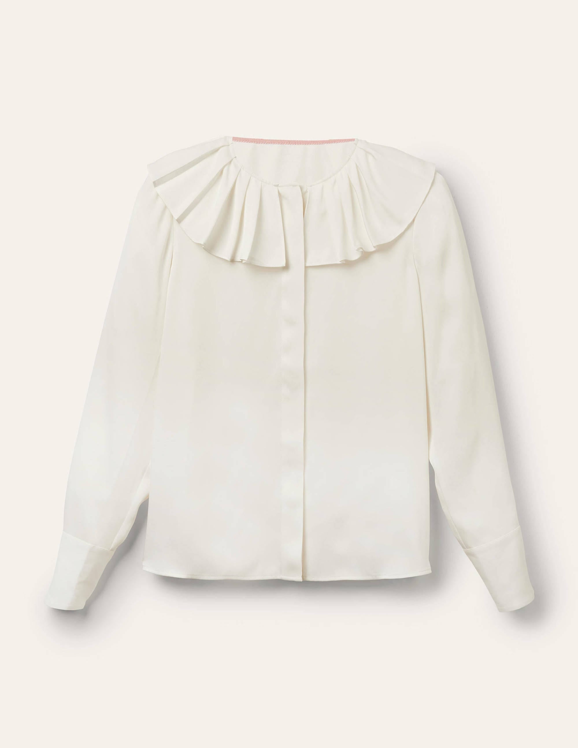 Pleated Collar Boxy Top-Ivory - Image 5
