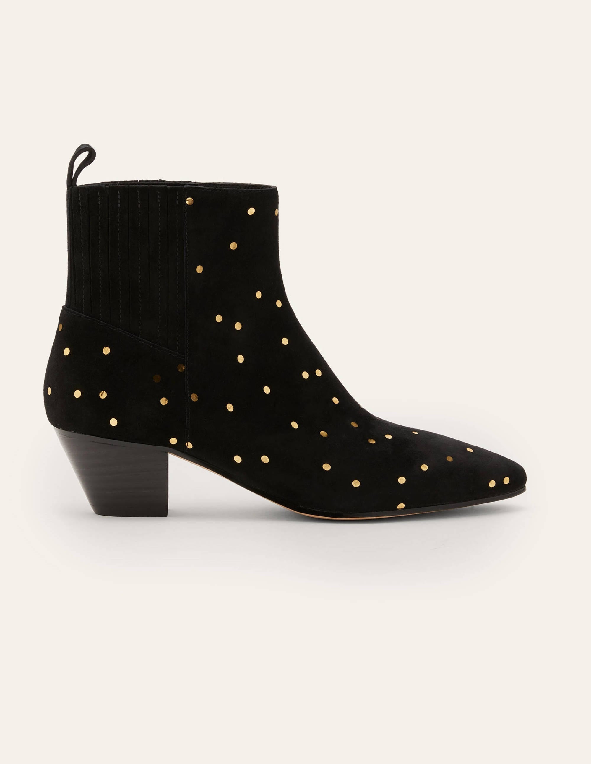 Western Ankle Boots-Black and Gold, Scattered Spot - Image 1