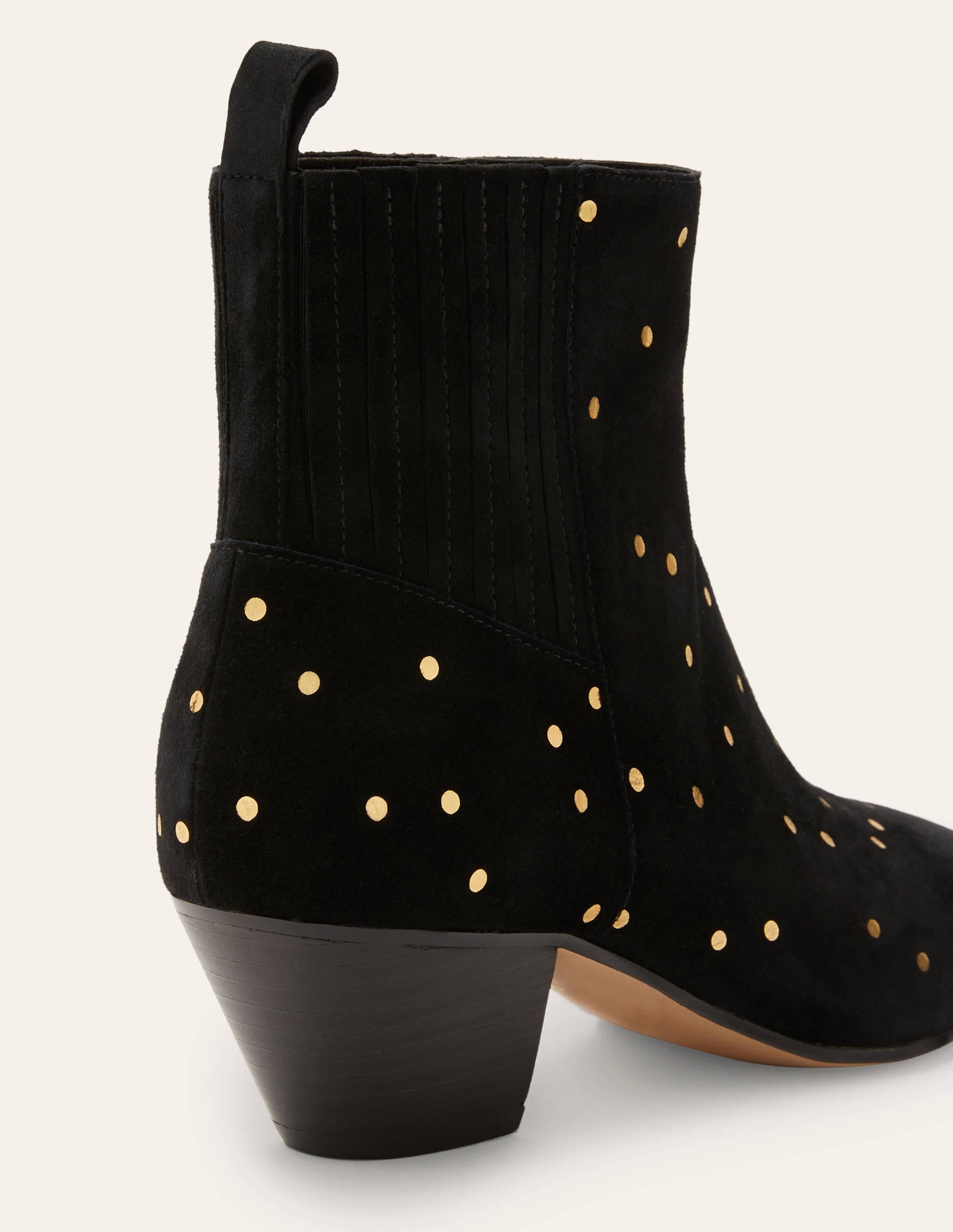 Western Ankle Boots-Black and Gold, Scattered Spot - Image 3