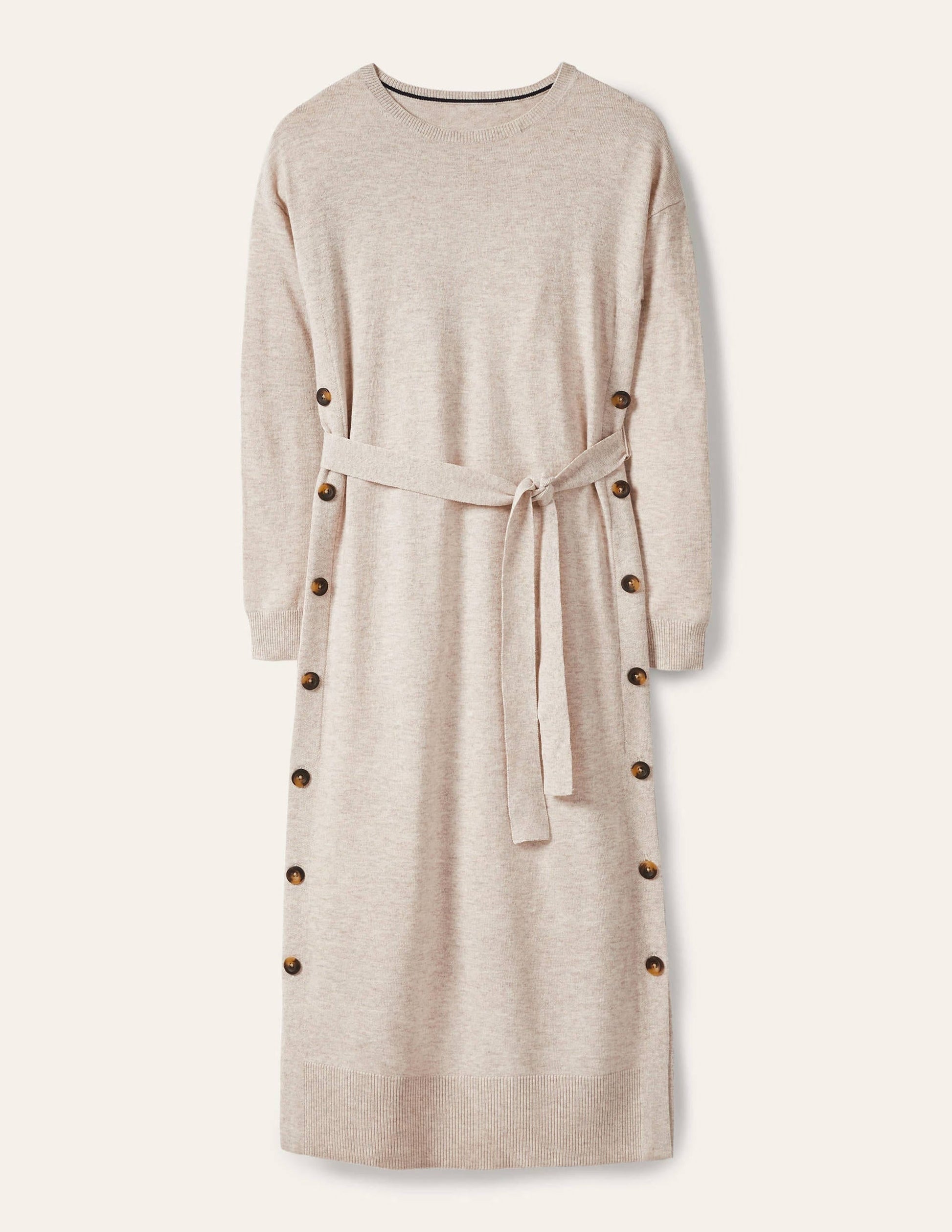 Side Button Knitted Dress-Chinchilla Melange-2