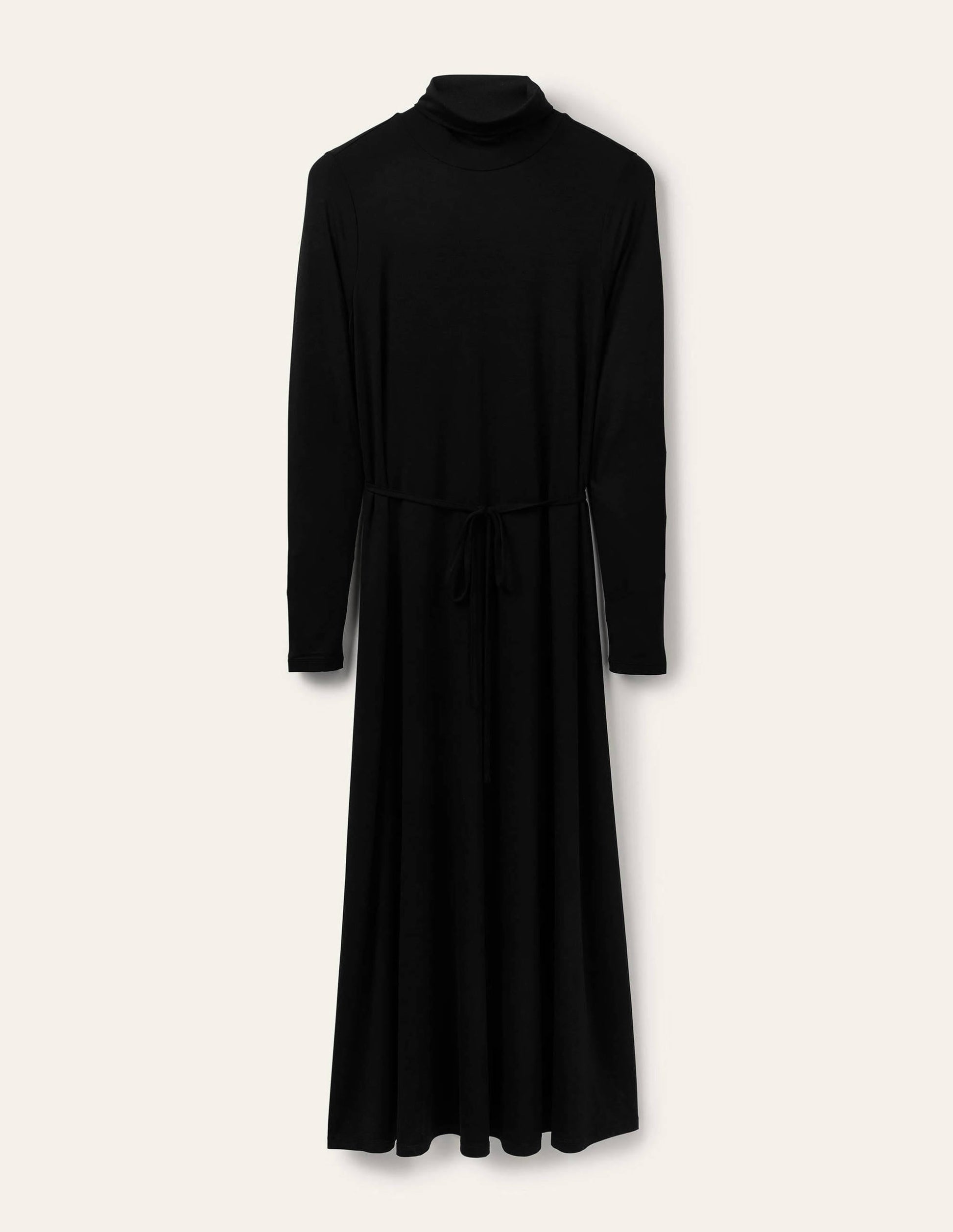 Roll Neck Jersey Midi Dress-Black-5