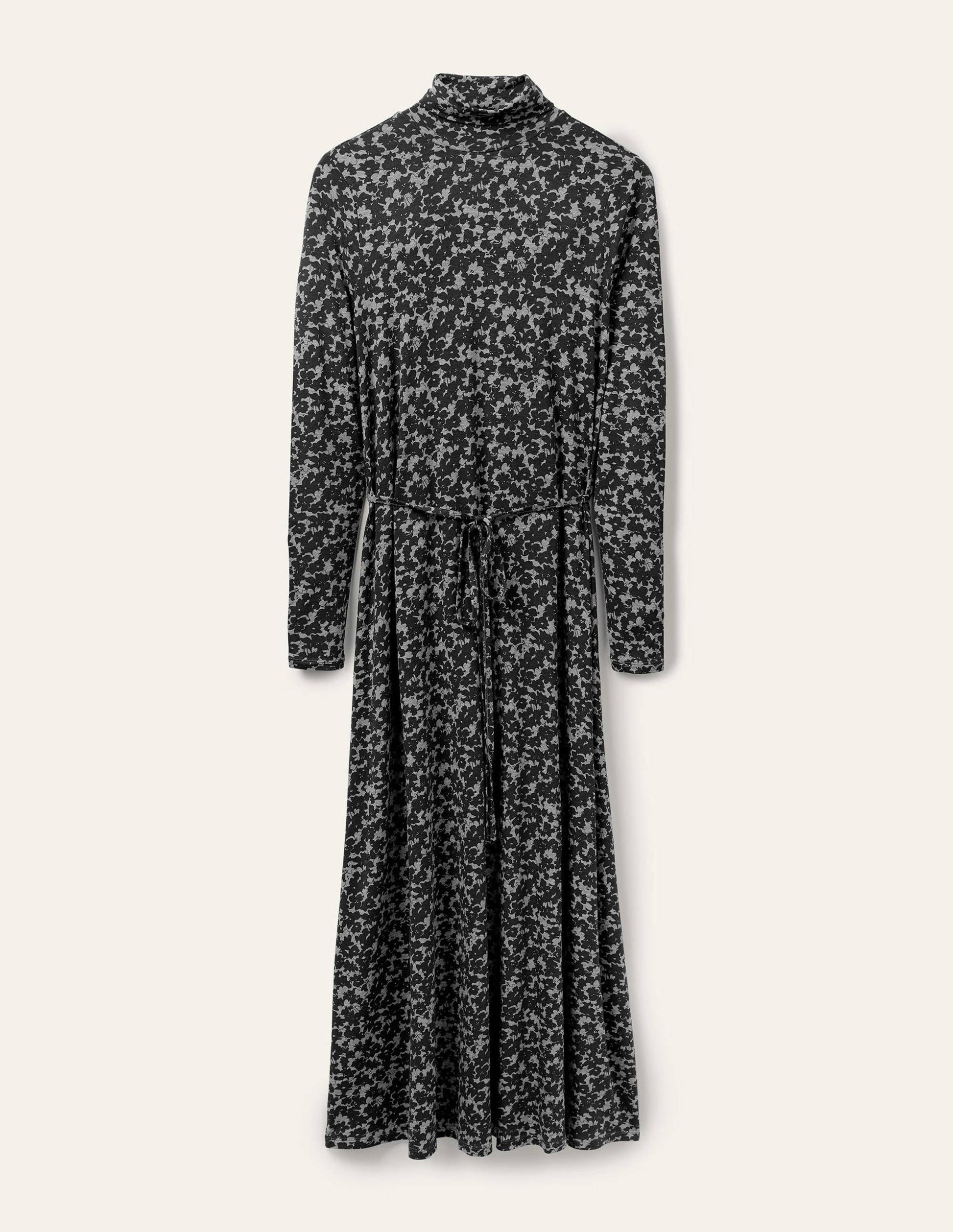 Roll Neck Jersey Midi Dress-Grey Marl, Camo Floral-5