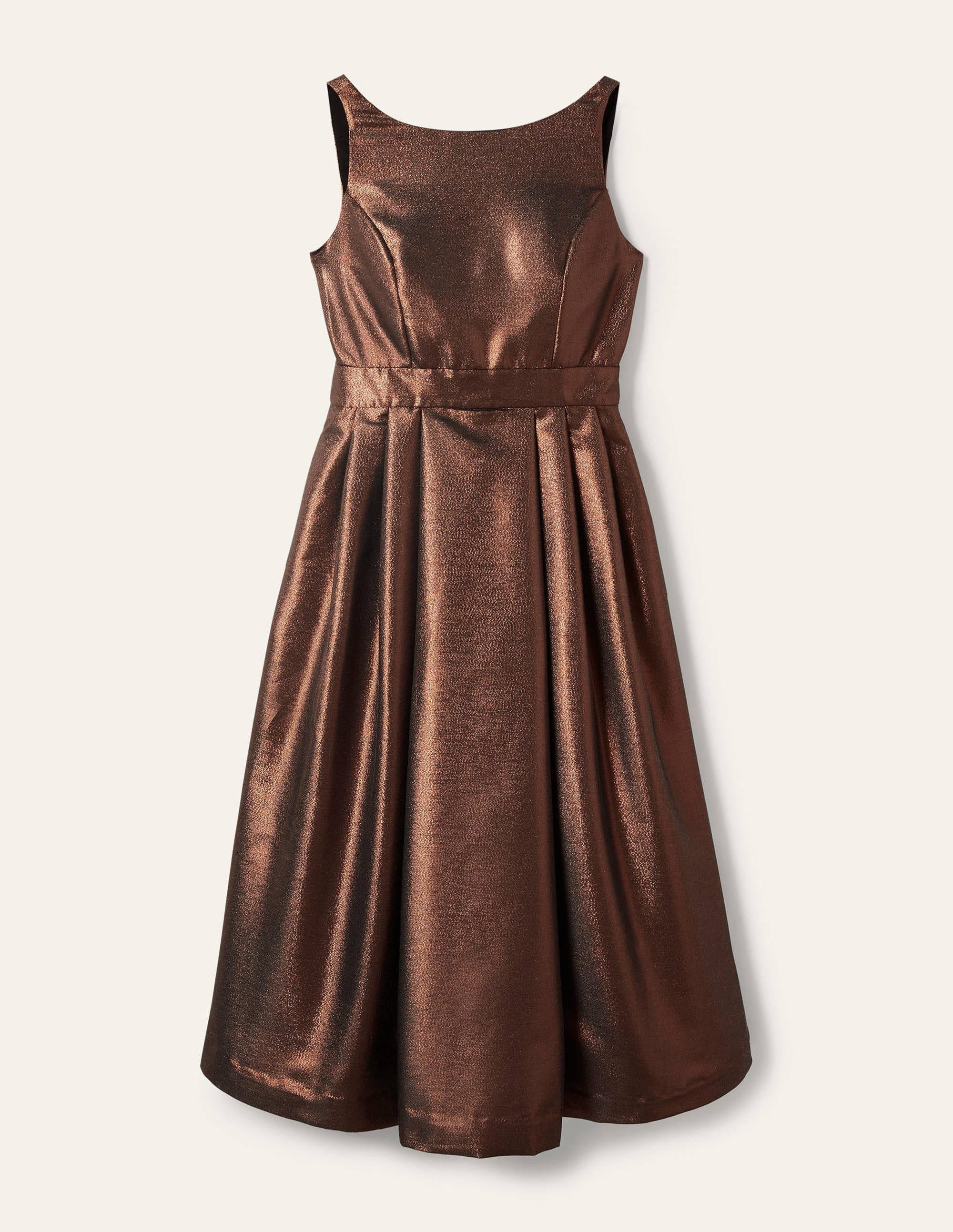 Scoop Back Fit and Flare Dress-Bronze Lurex - Image 5