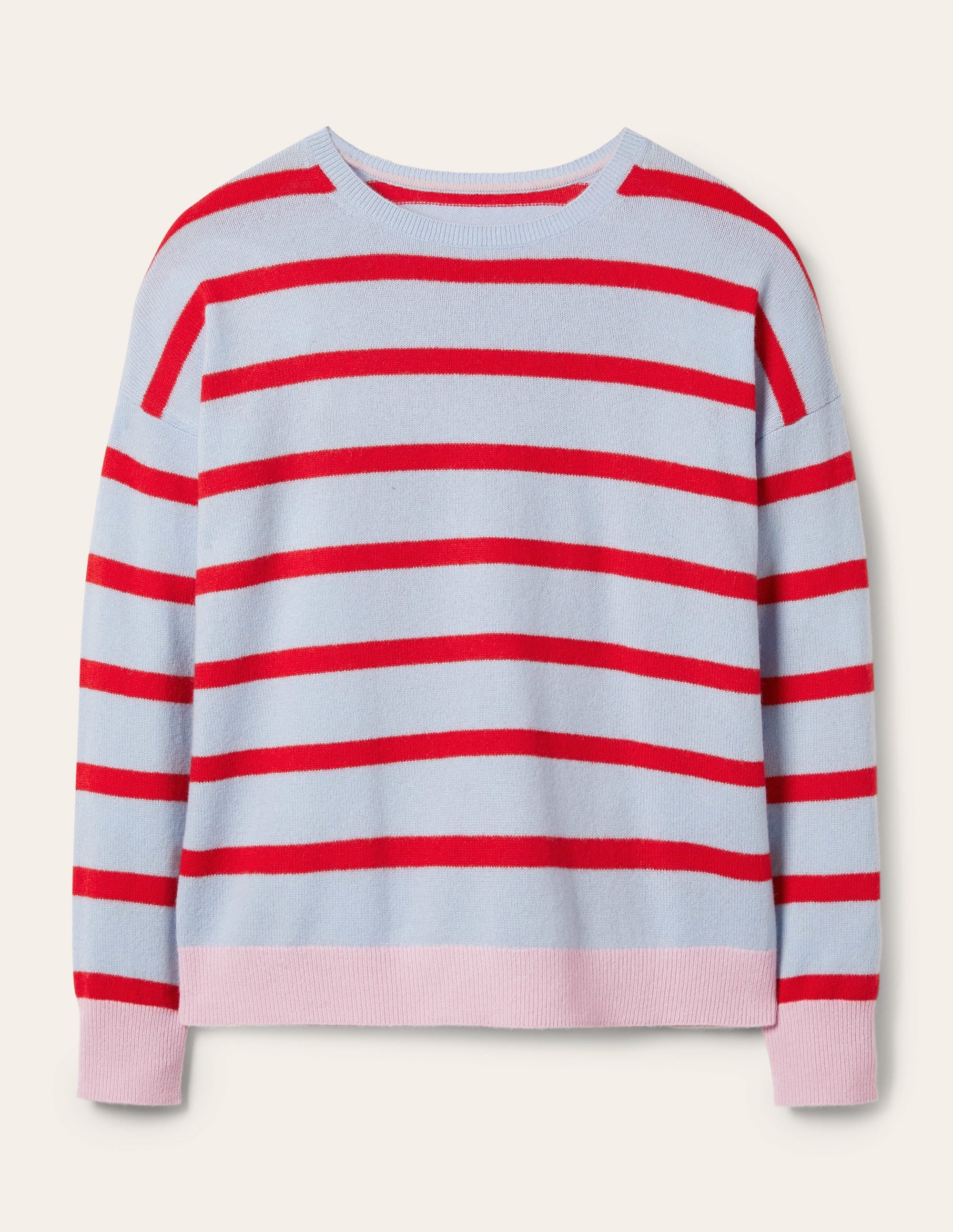 Striped Cashmere Jumper-Lapis Light Blue Stripe - Image 5