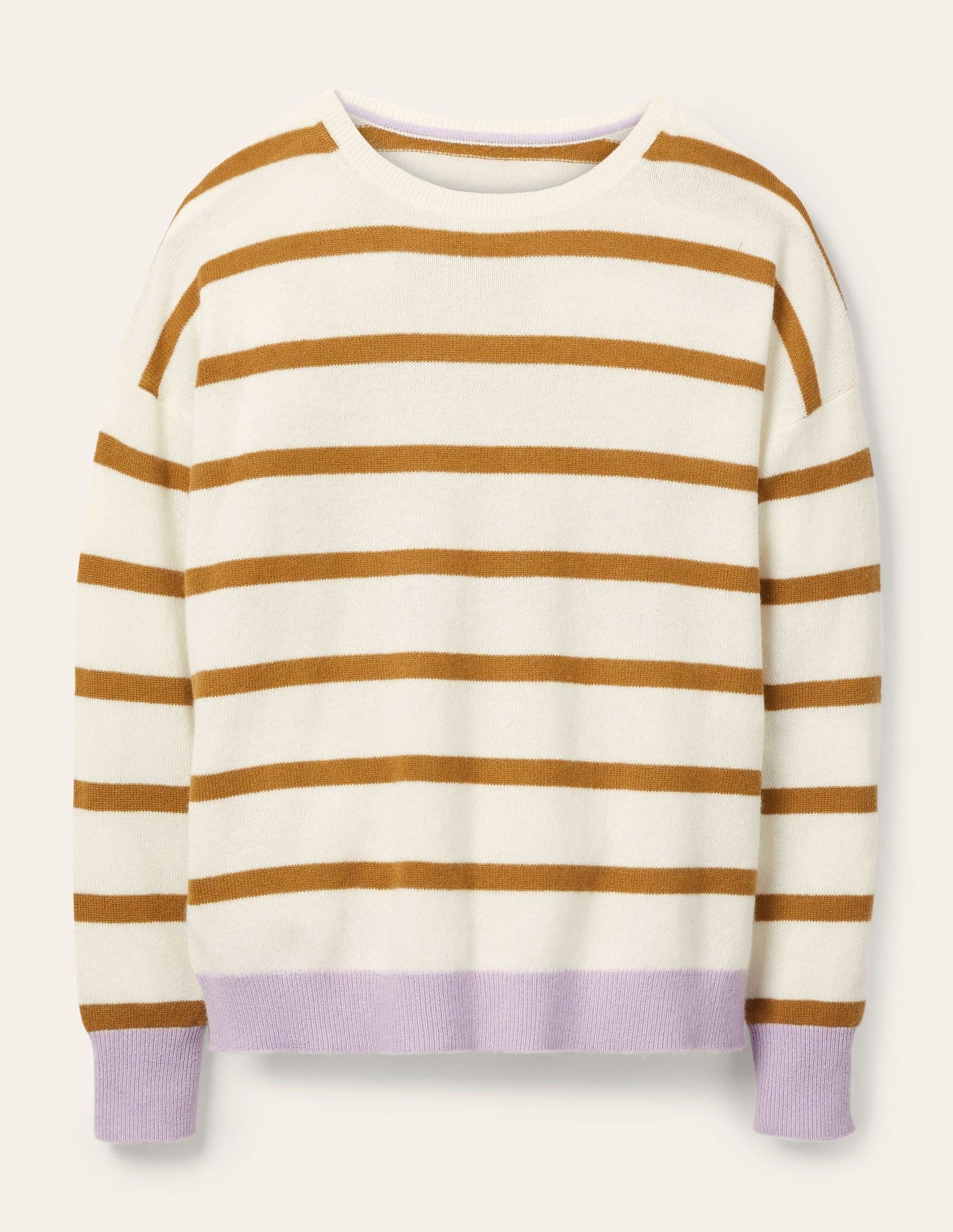 Striped Cashmere Jumper-Ivory Melange Stripe-5