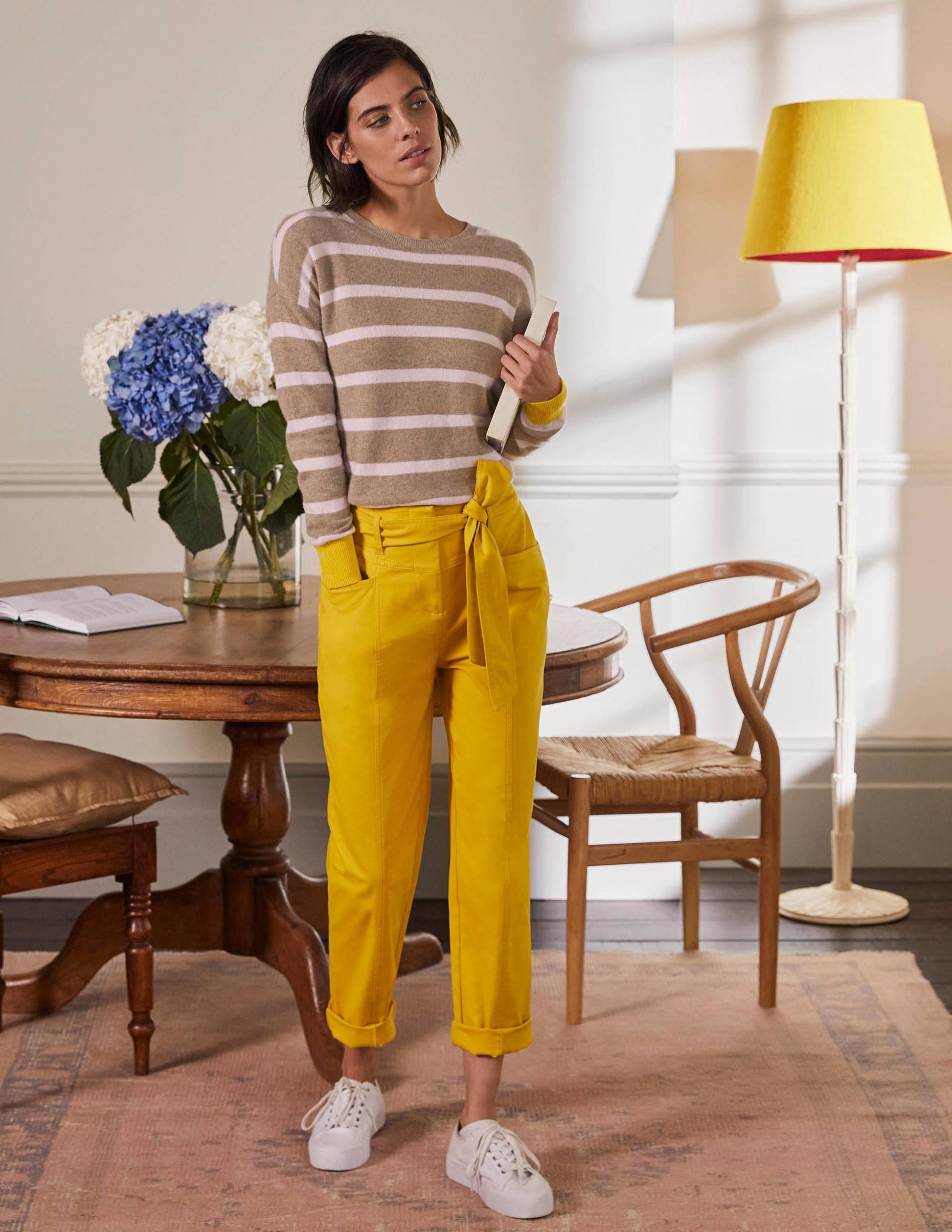 Striped Cashmere Jumper-Oatmeal Brown Stripe-4