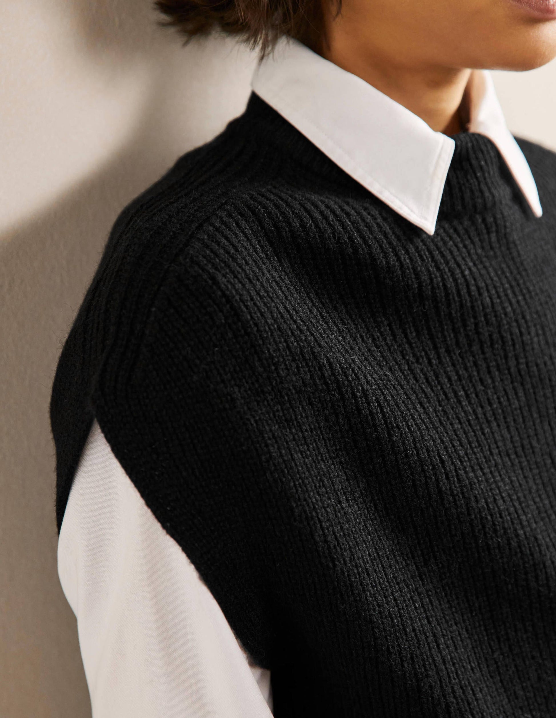 Relaxed Rib Sleeveless Jumper-Black-2