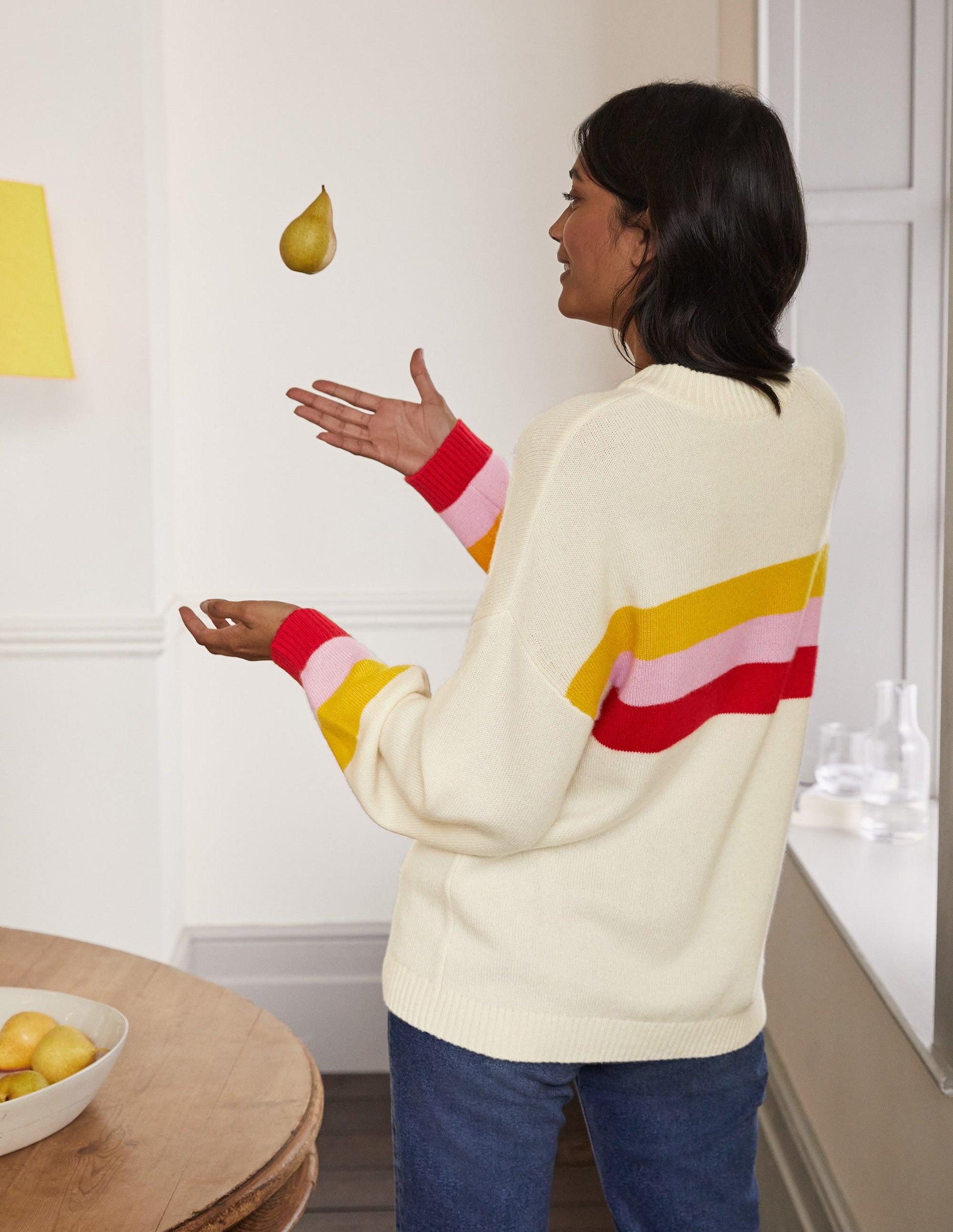 Savannah Cashmere Jumper-Ruby, Citrine Stripe-3
