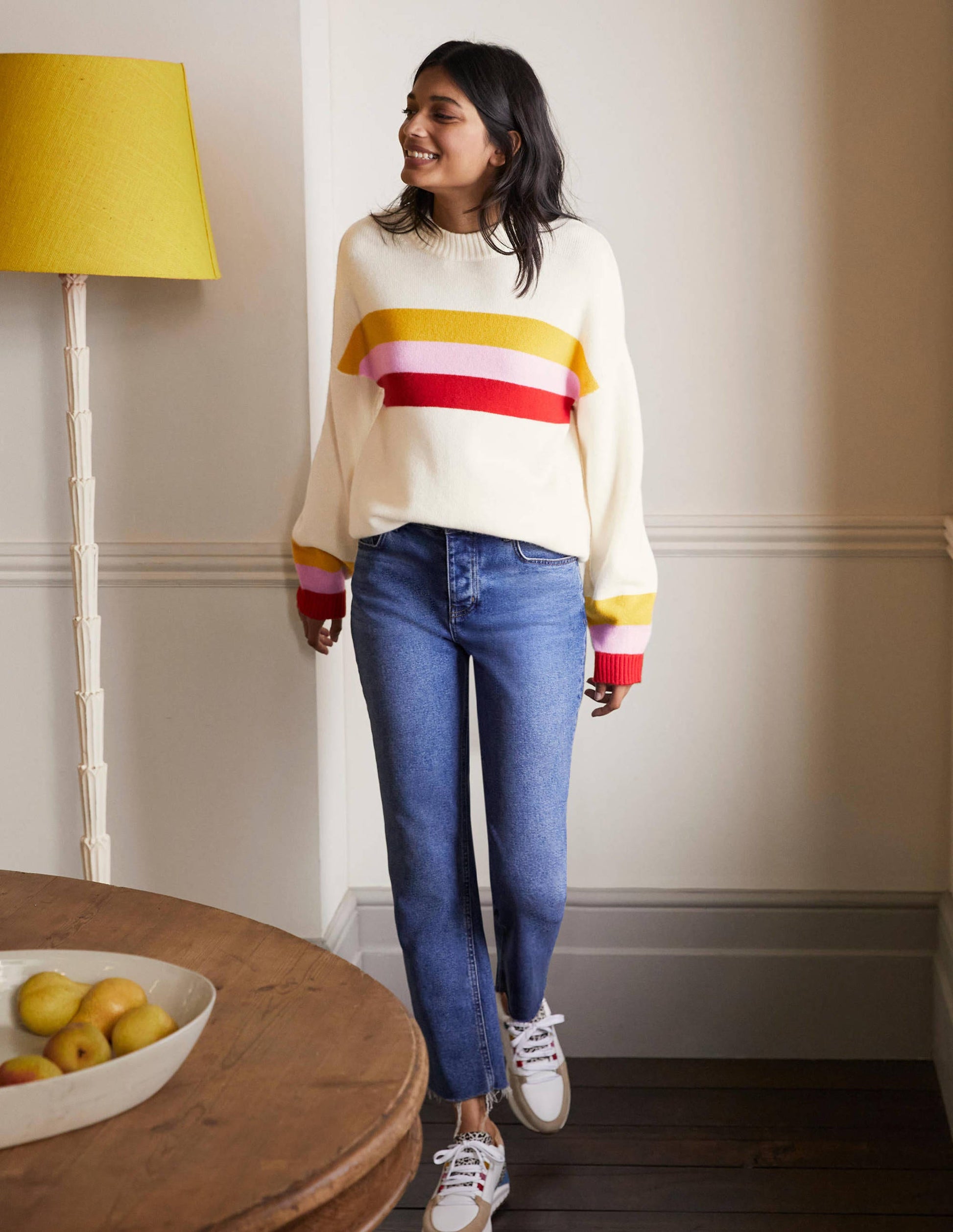 Savannah Cashmere Jumper-Ruby, Citrine Stripe-4