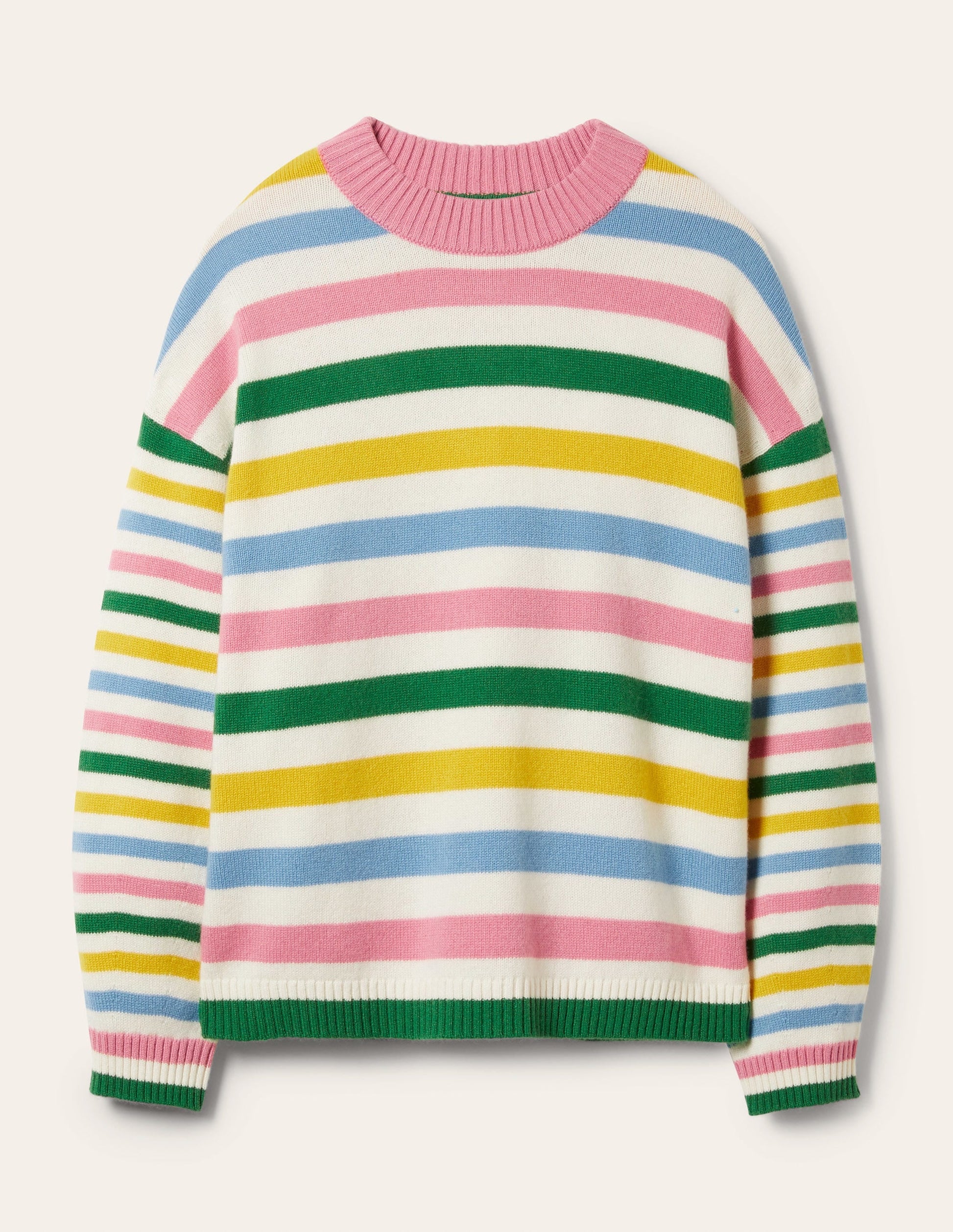Savannah Cashmere Jumper-Morganite Pink Multi Stripe-5