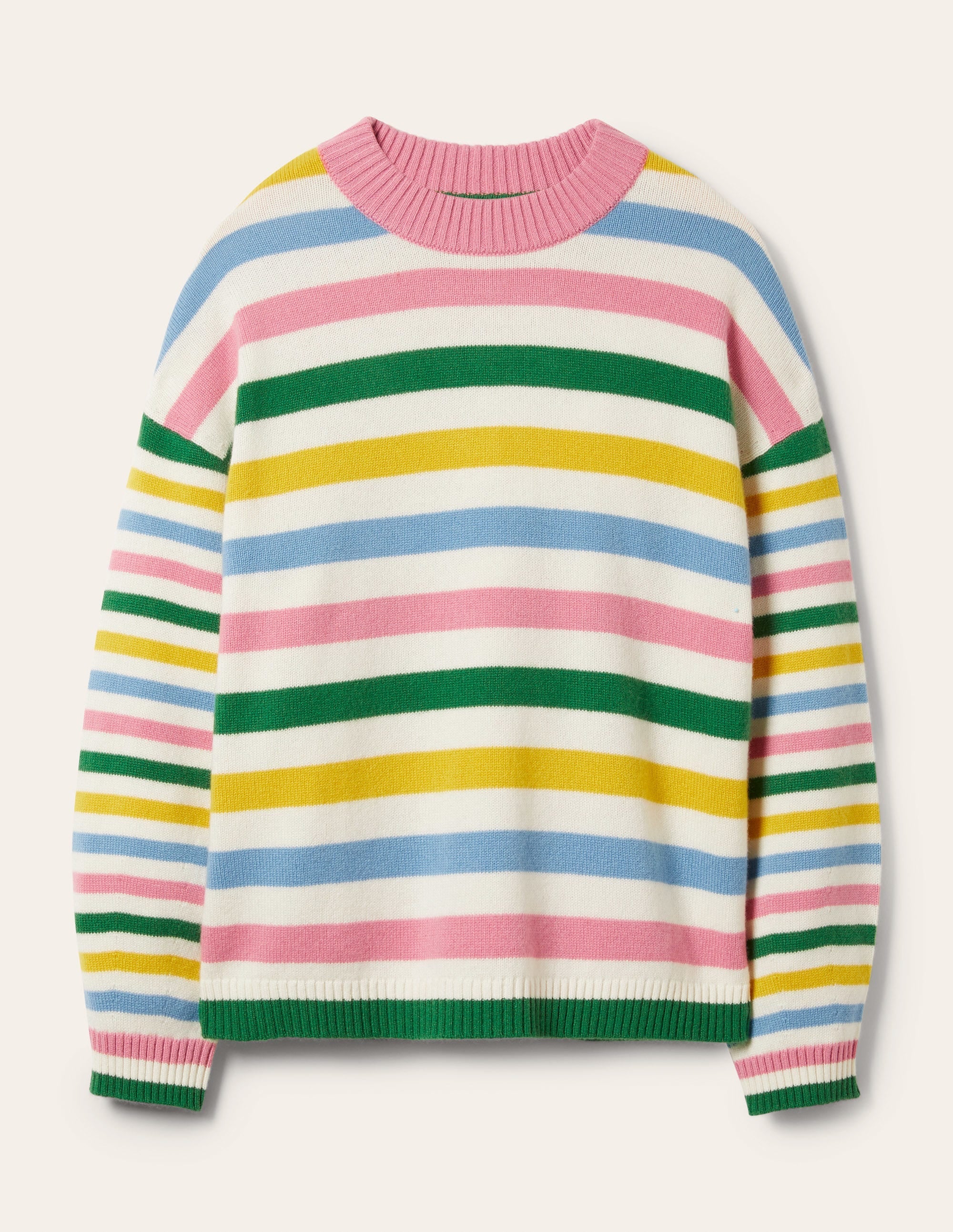 Savannah Cashmere Jumper-Morganite Pink Multi Stripe - Image 5