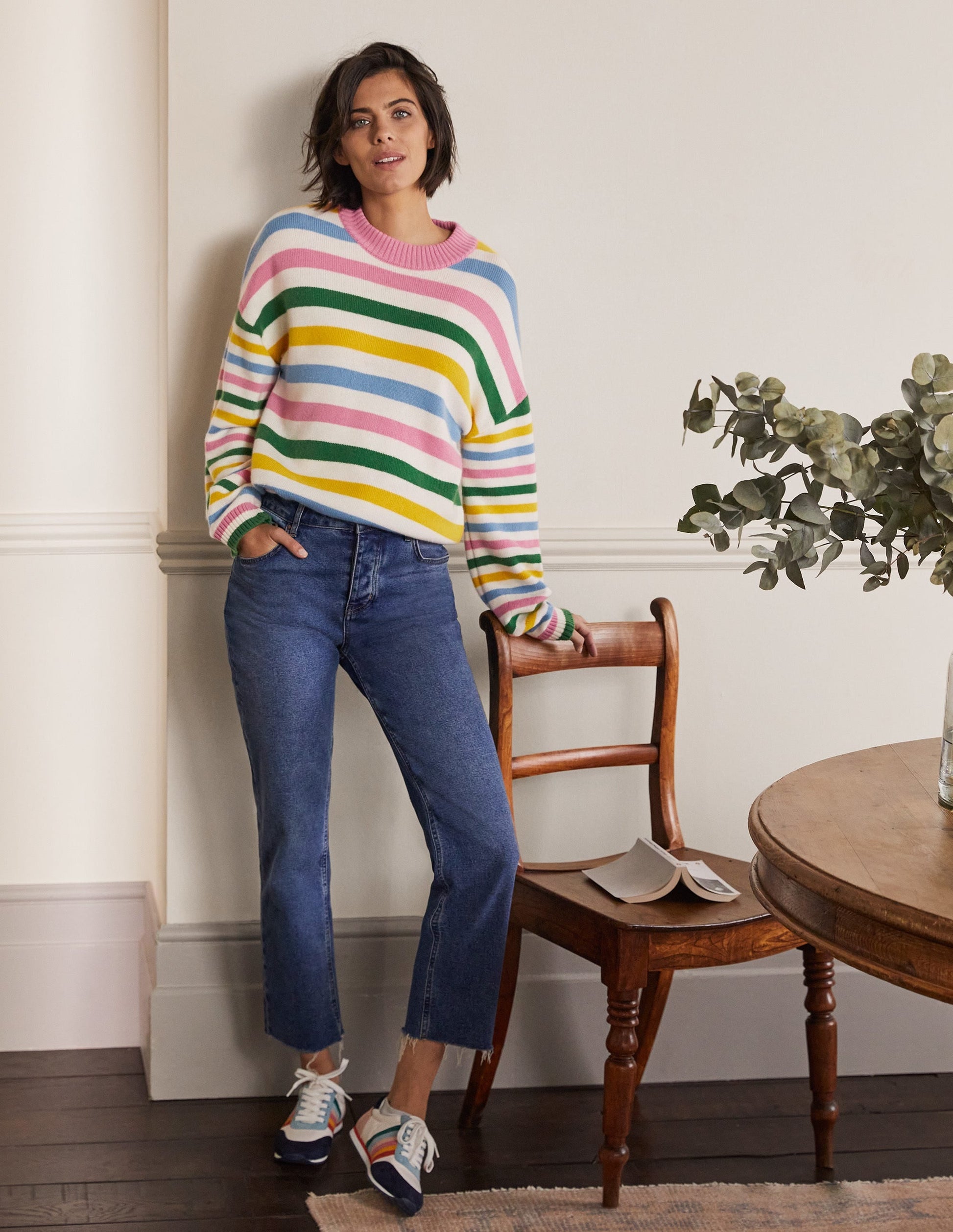 Savannah Cashmere Jumper-Morganite Pink Multi Stripe-4