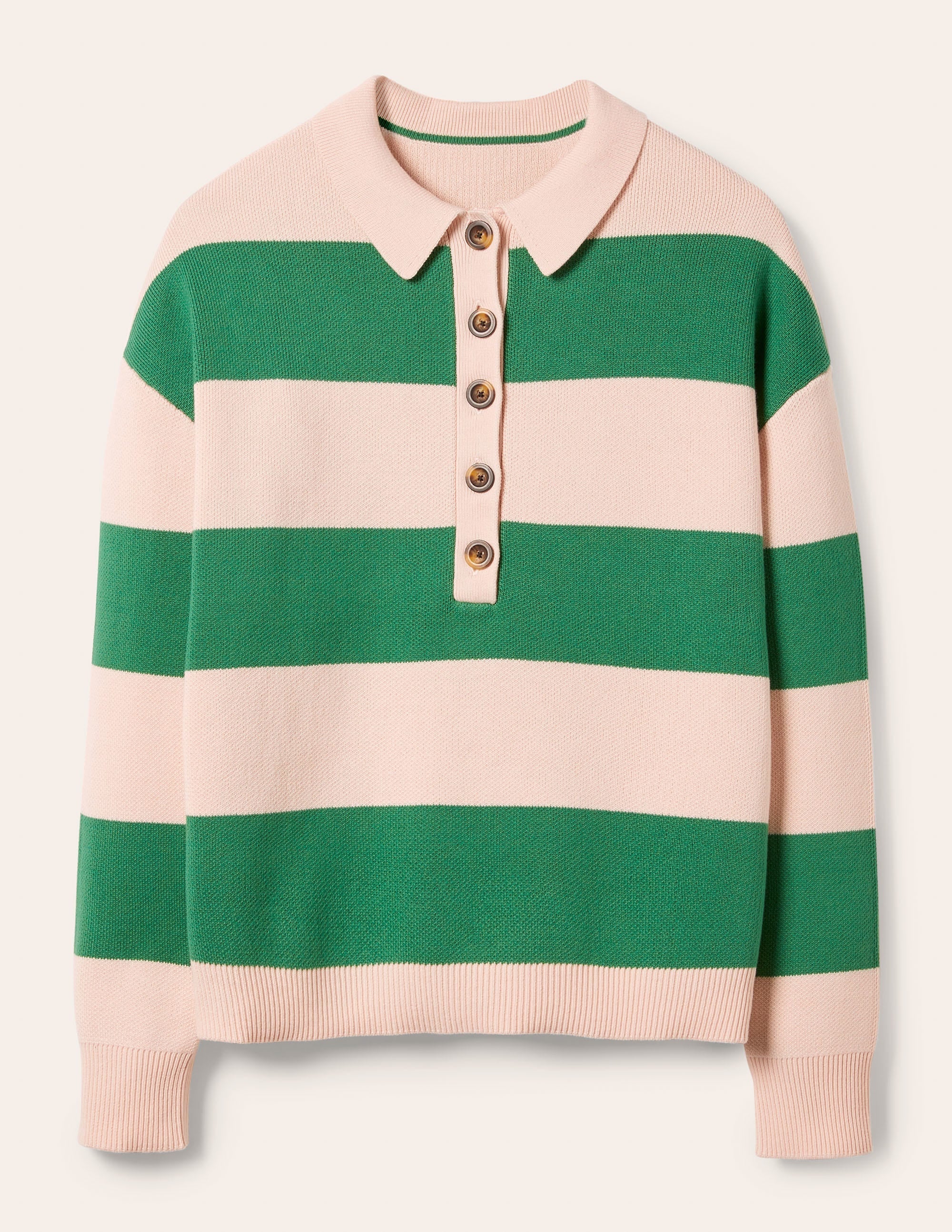 Striped Knitted Rugby Jumper-Milkshake and Irish Green - Image 5