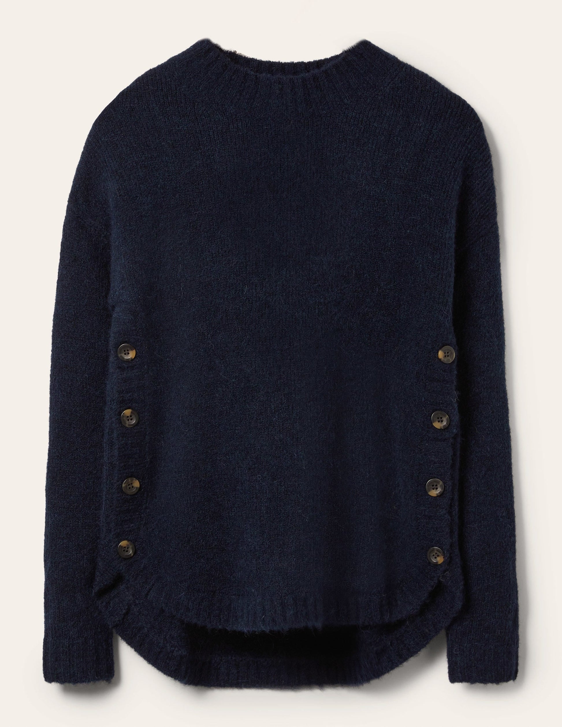 Fluffy Side Button Jumper-Navy-5