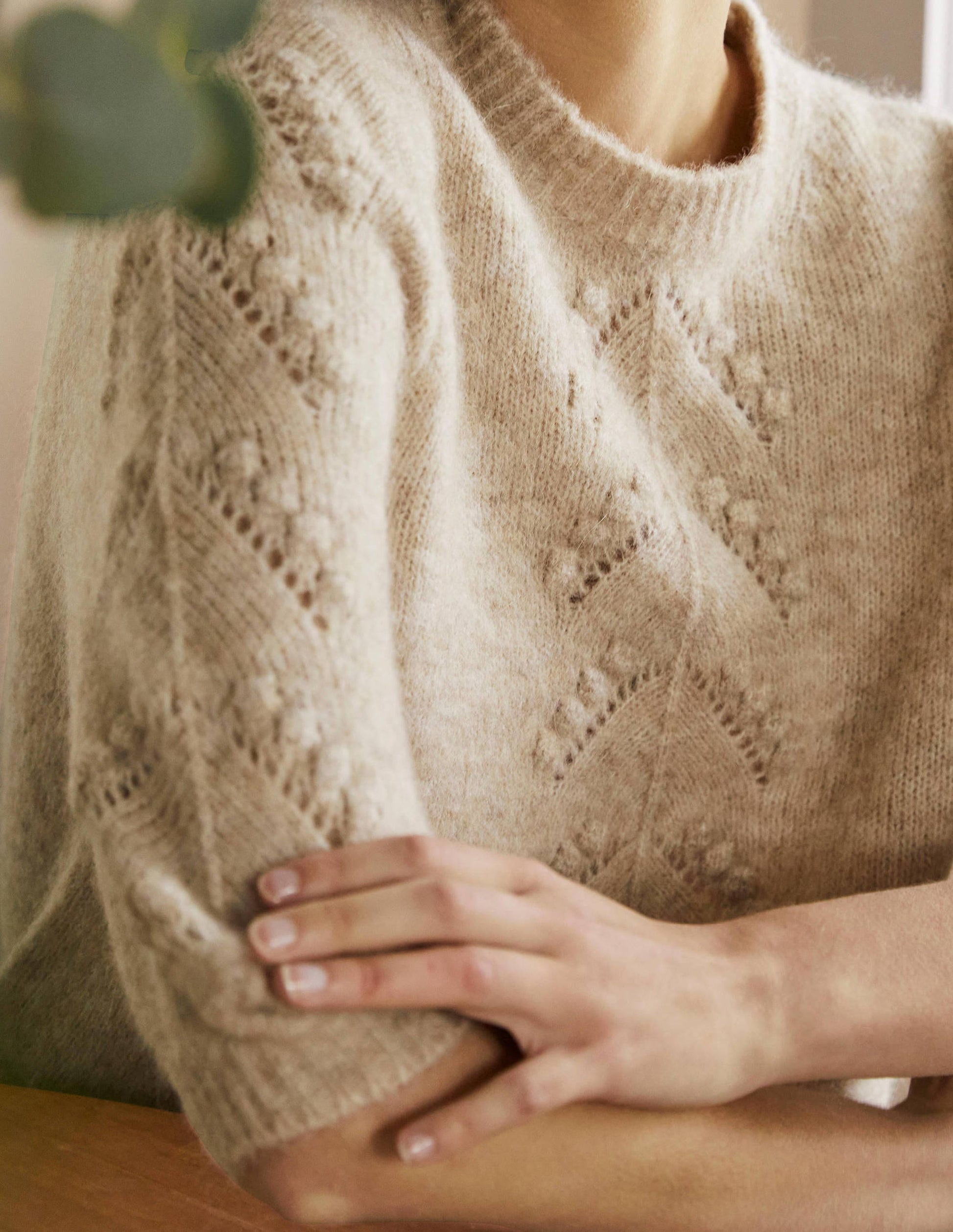 Fluffy Knitted T-shirt-Chinchilla Melange-2