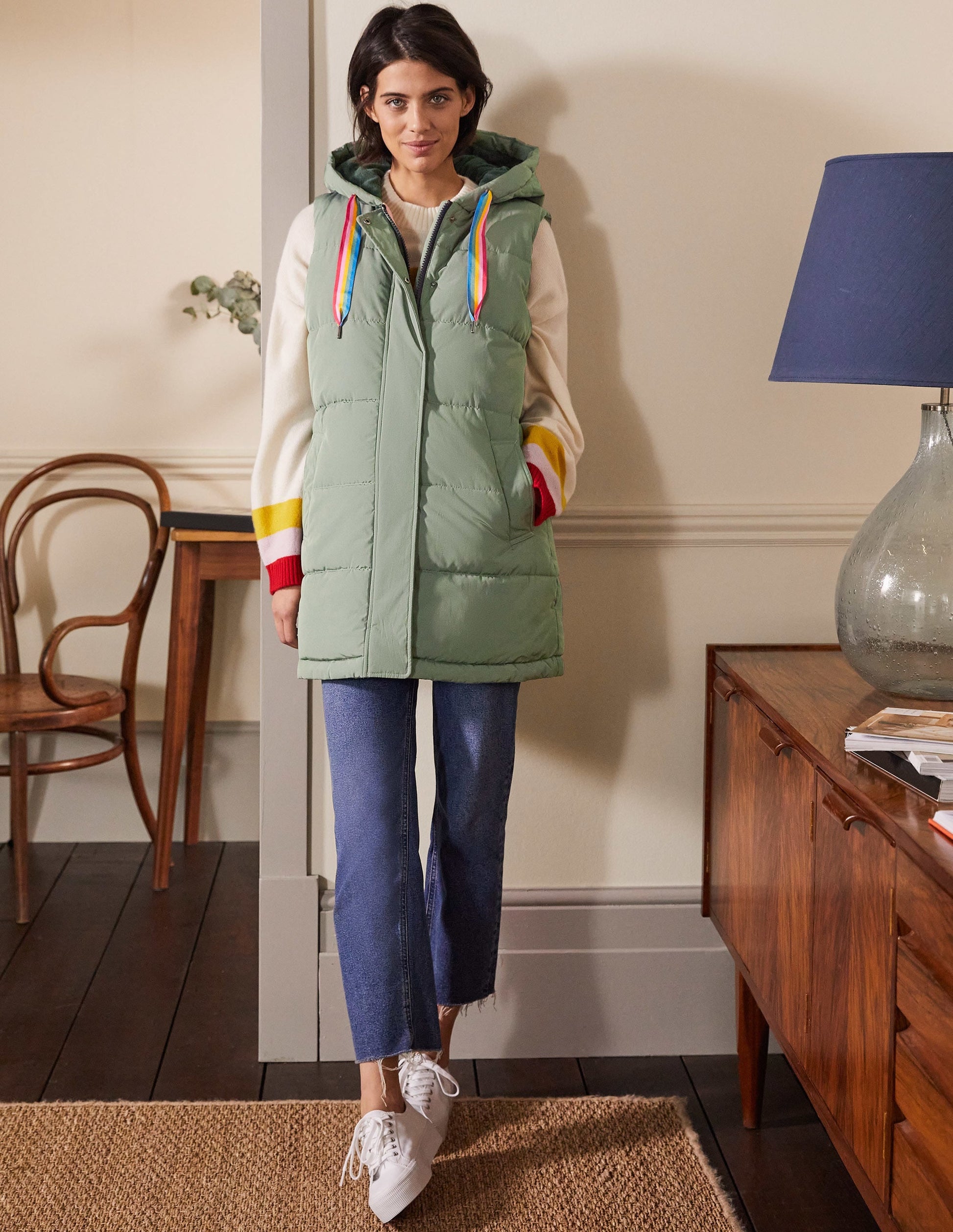 Long Puffer Gilet-Alder/Milkshake-1