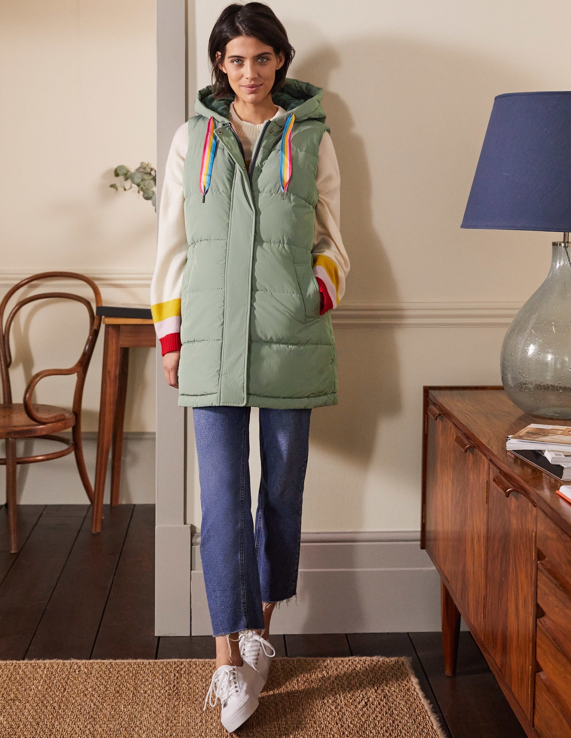Long Puffer Gilet-Alder/Milkshake - Image 1
