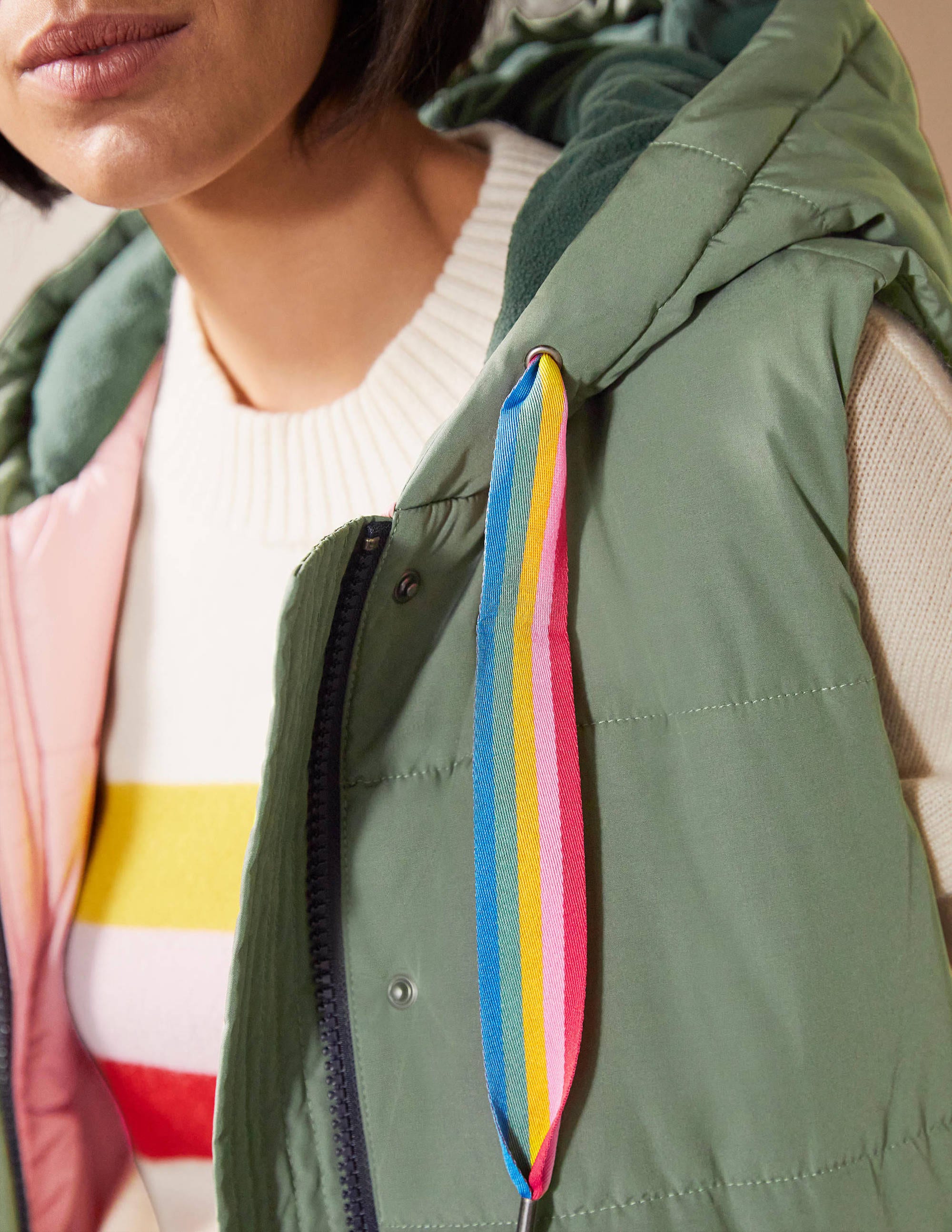 Long Puffer Gilet-Alder/Milkshake - Image 2