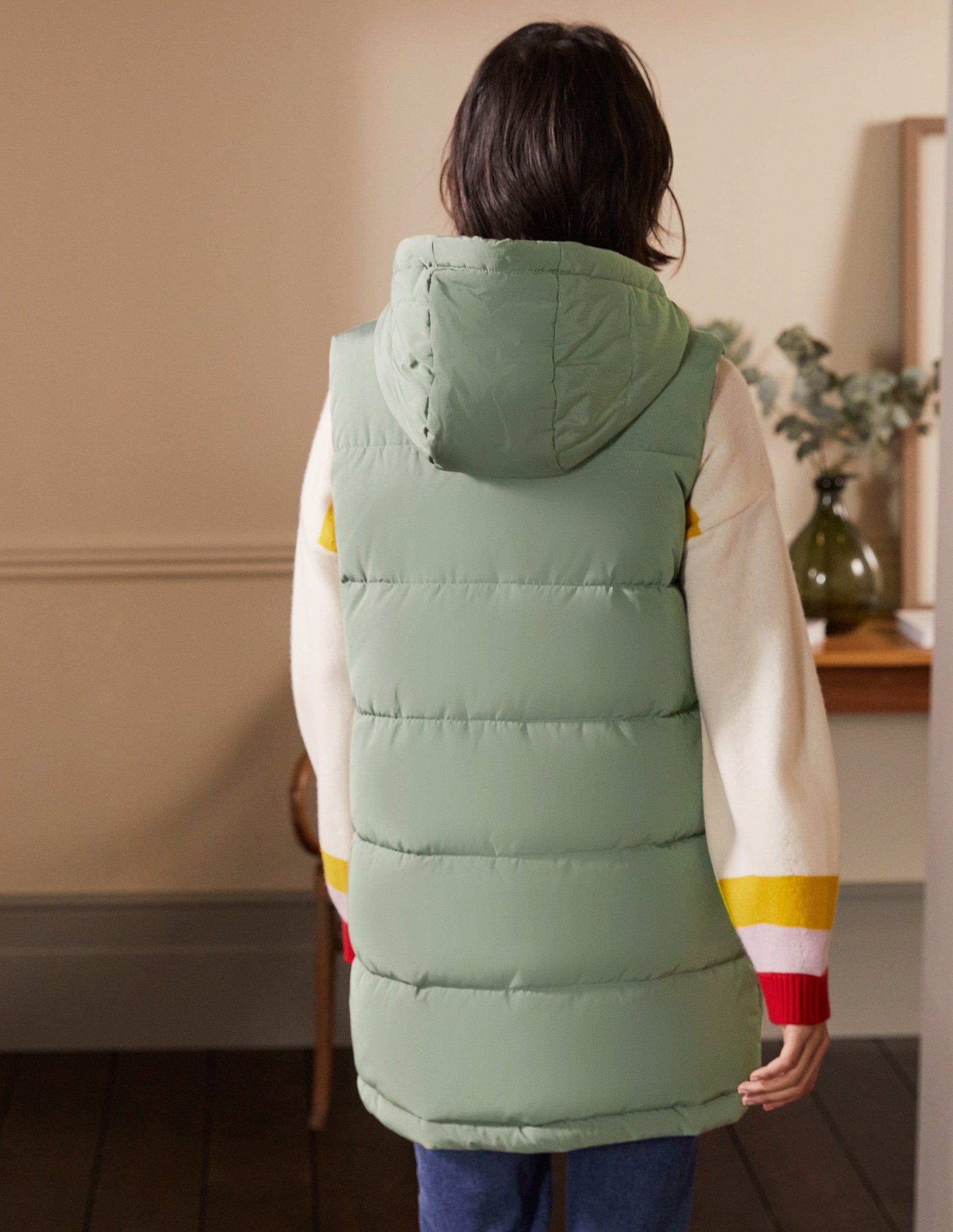 Long Puffer Gilet-Alder/Milkshake-3
