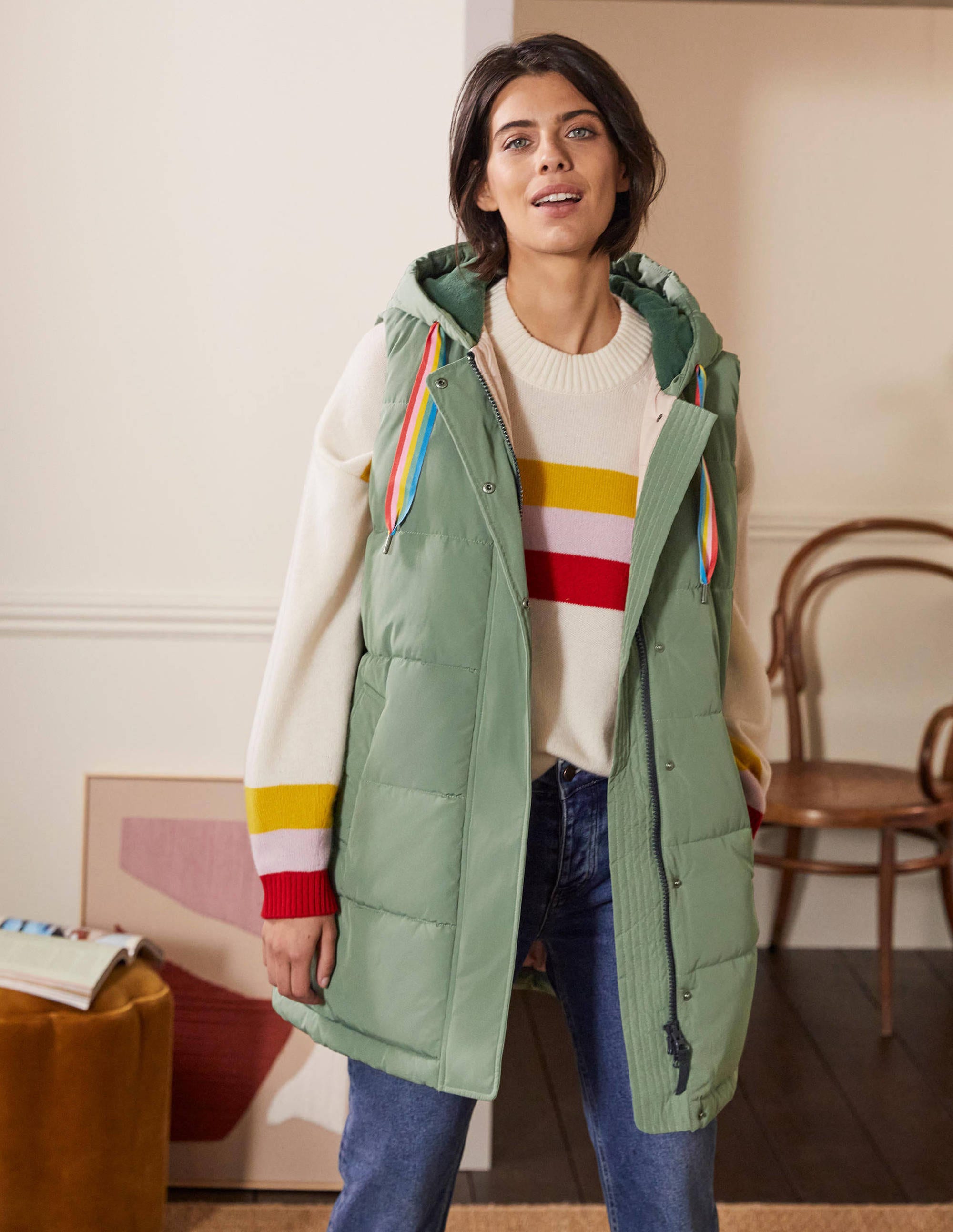 Long Puffer Gilet-Alder/Milkshake - Image 4