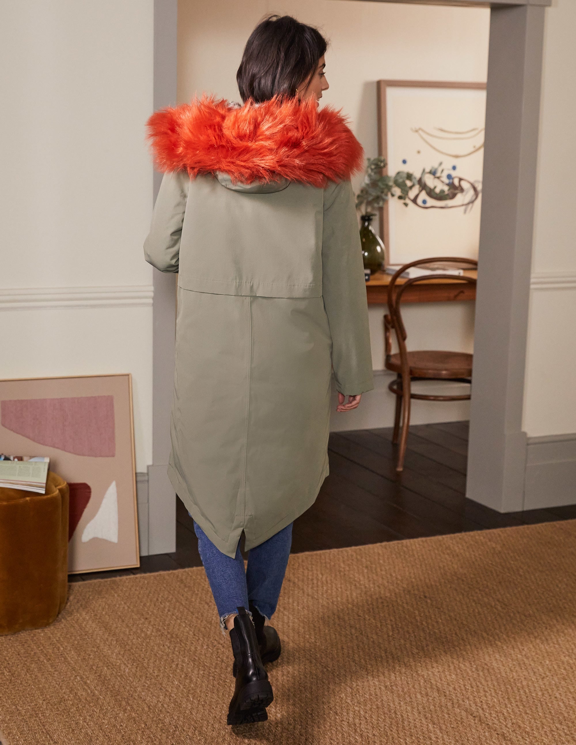 Waterproof Faux Fur Parka-Classic Khaki - Image 3