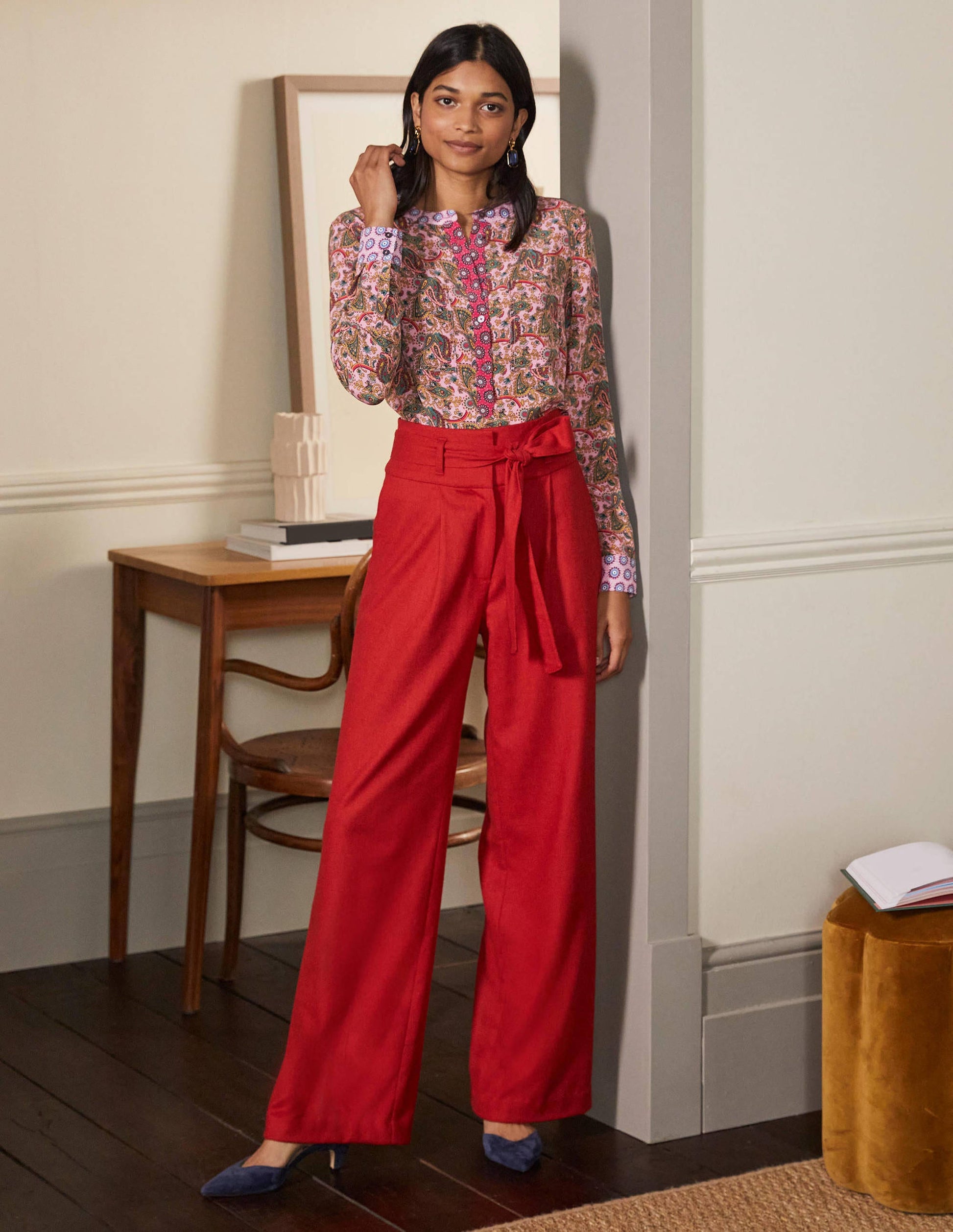 Silk Collarless Blouse-Formica Pink-3
