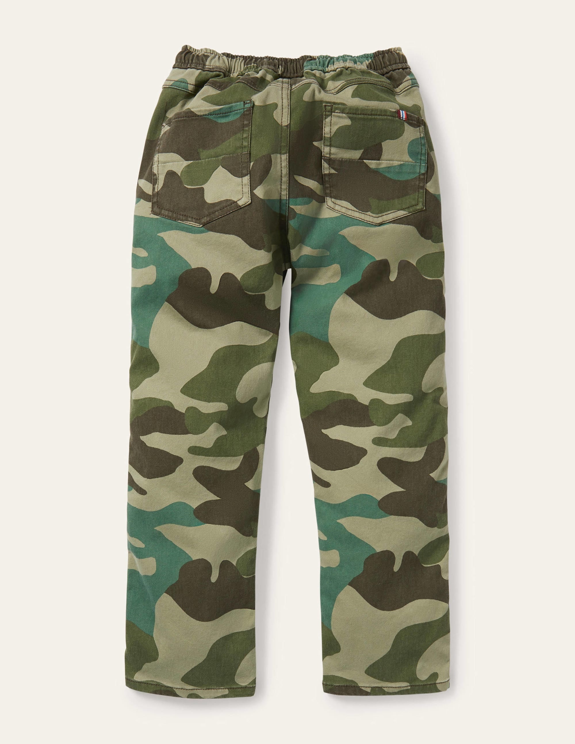 Relaxed Slim Pull-on Trousers-Green Camouflage - Image 2