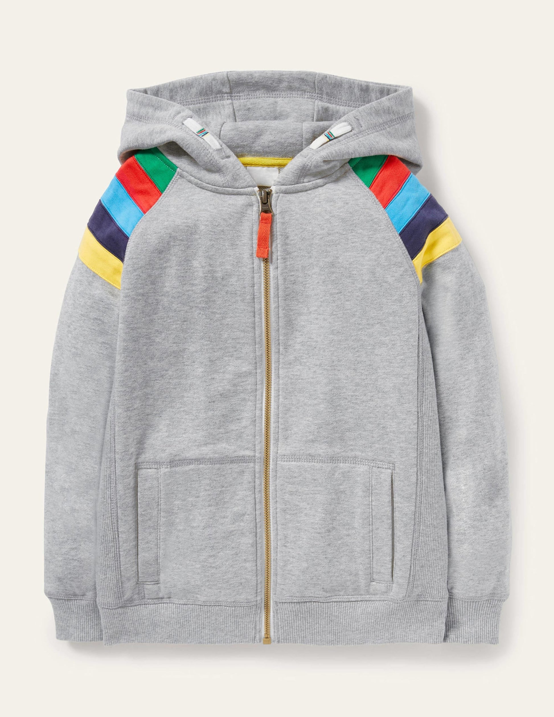 Rainbow Sleeve Zip-Up Hoodie-Grey Marl-1